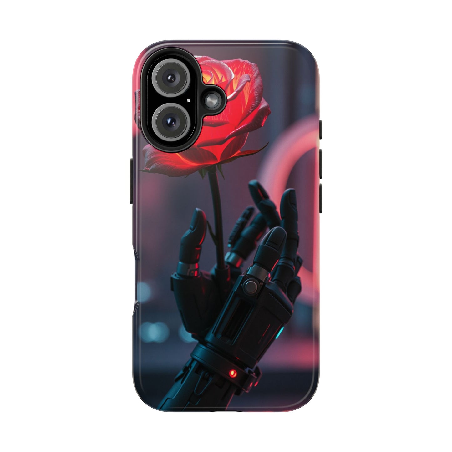 Futuristic Tough Phone Case with Robotic Rose Design | Durable Protection