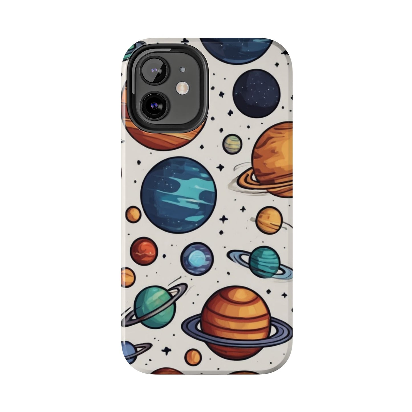 Cosmic Galaxy Tough Phone Case - Planetary Cartoon Design - for iPhone
