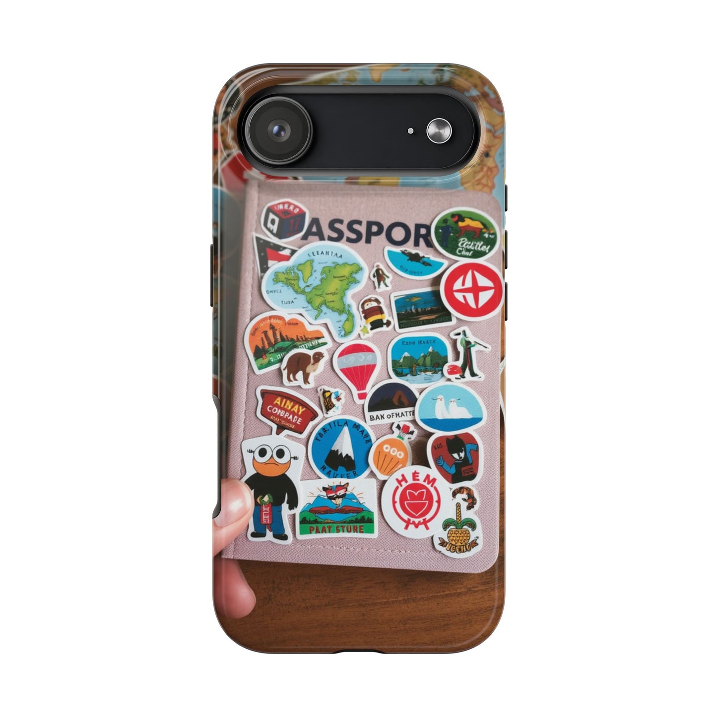 Adventure Stickers Phone Case - Tough Protection for Travel Lovers