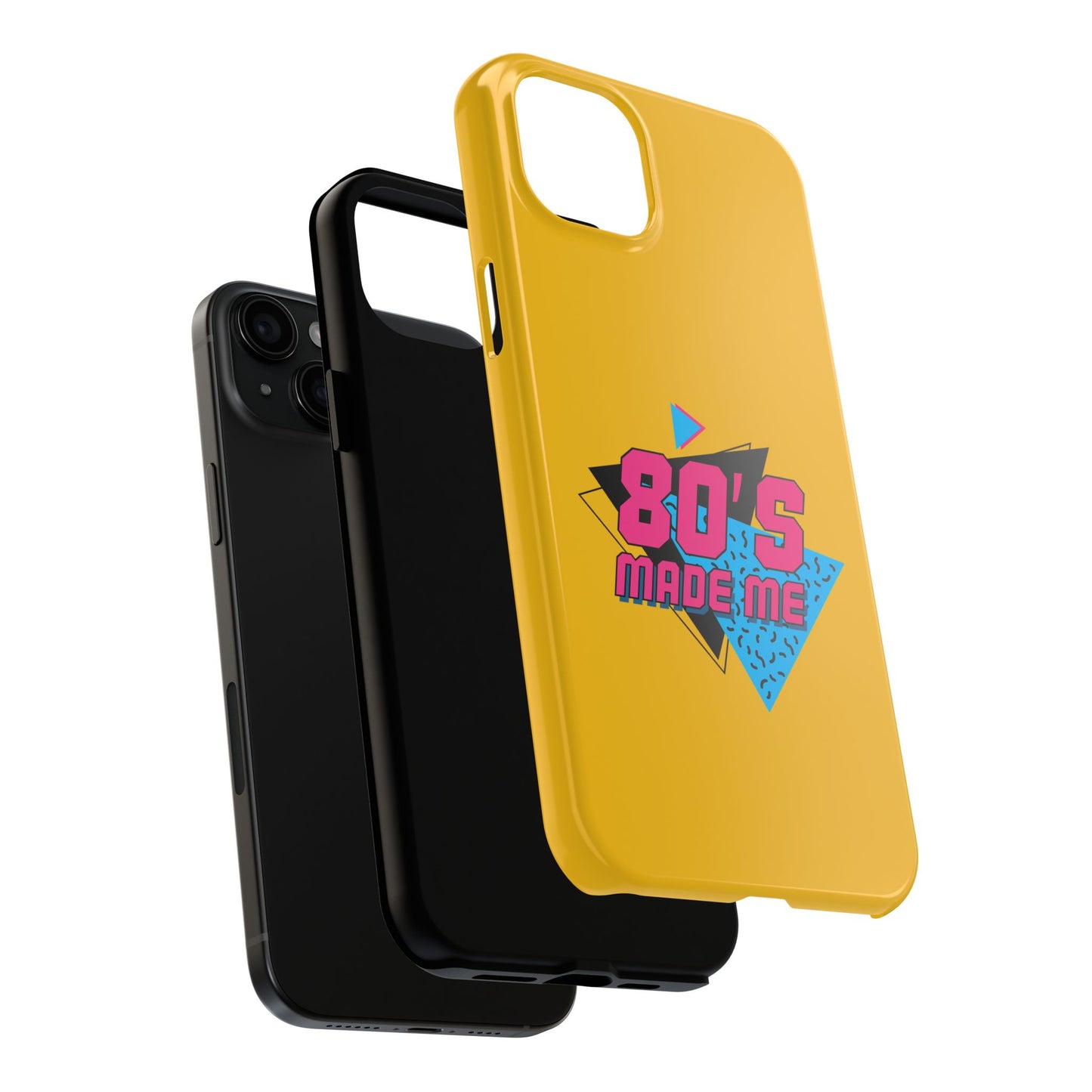 80's Made Me Tough Phone Case - Retro Yellow Silicone Cover - for iPhone