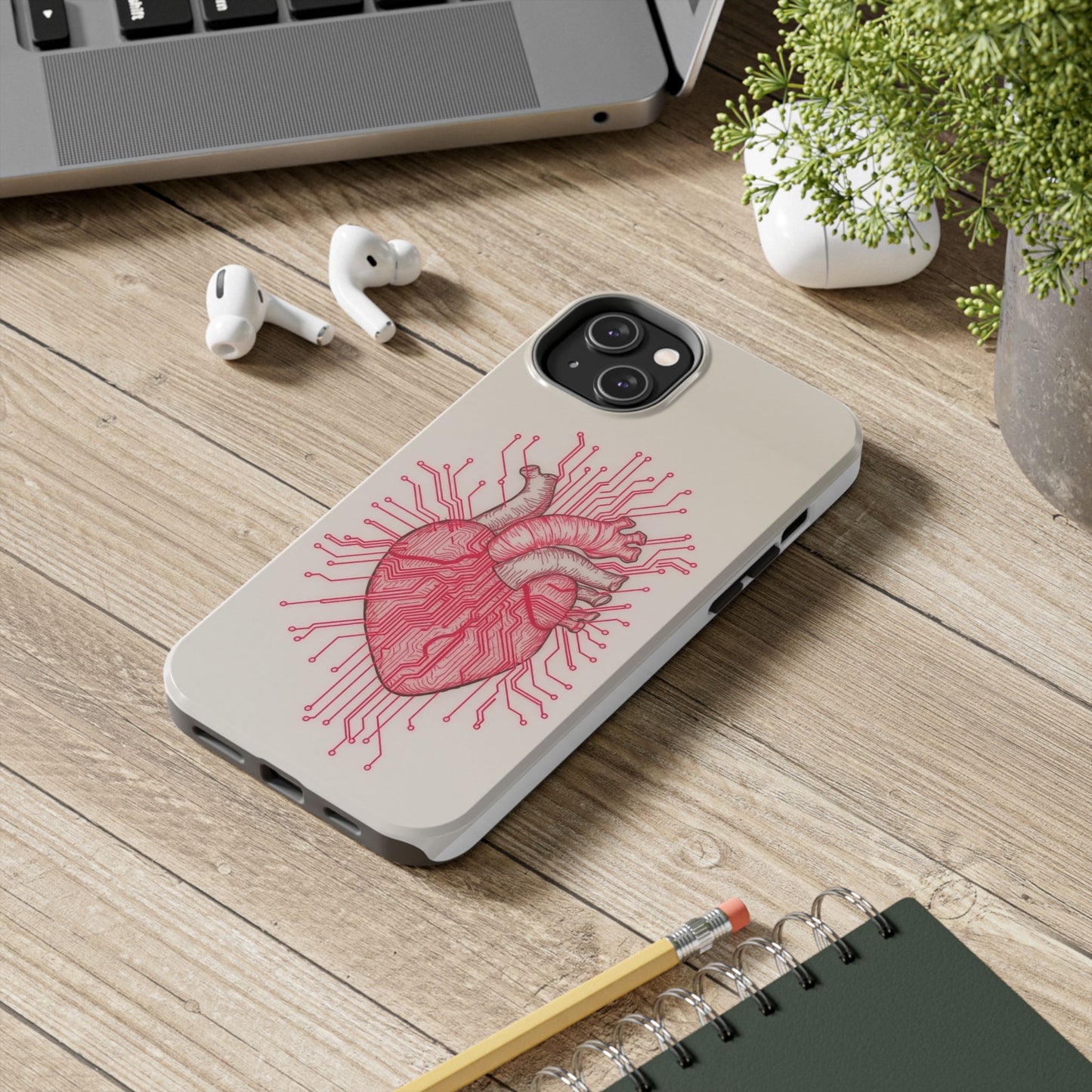 Heart Circuit Tough Phone Case – Unique Tech-Inspired Design for Tech Lovers