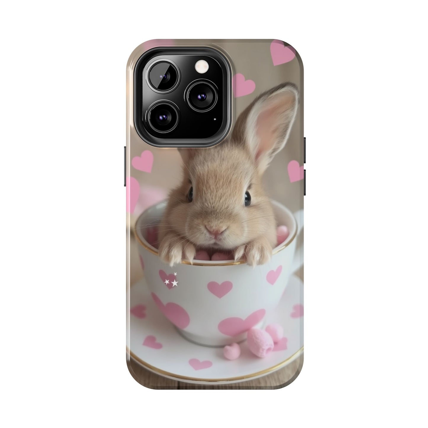 Adorable Bunny Phone Case with Heart Design - Cute Gift for Animal Lovers