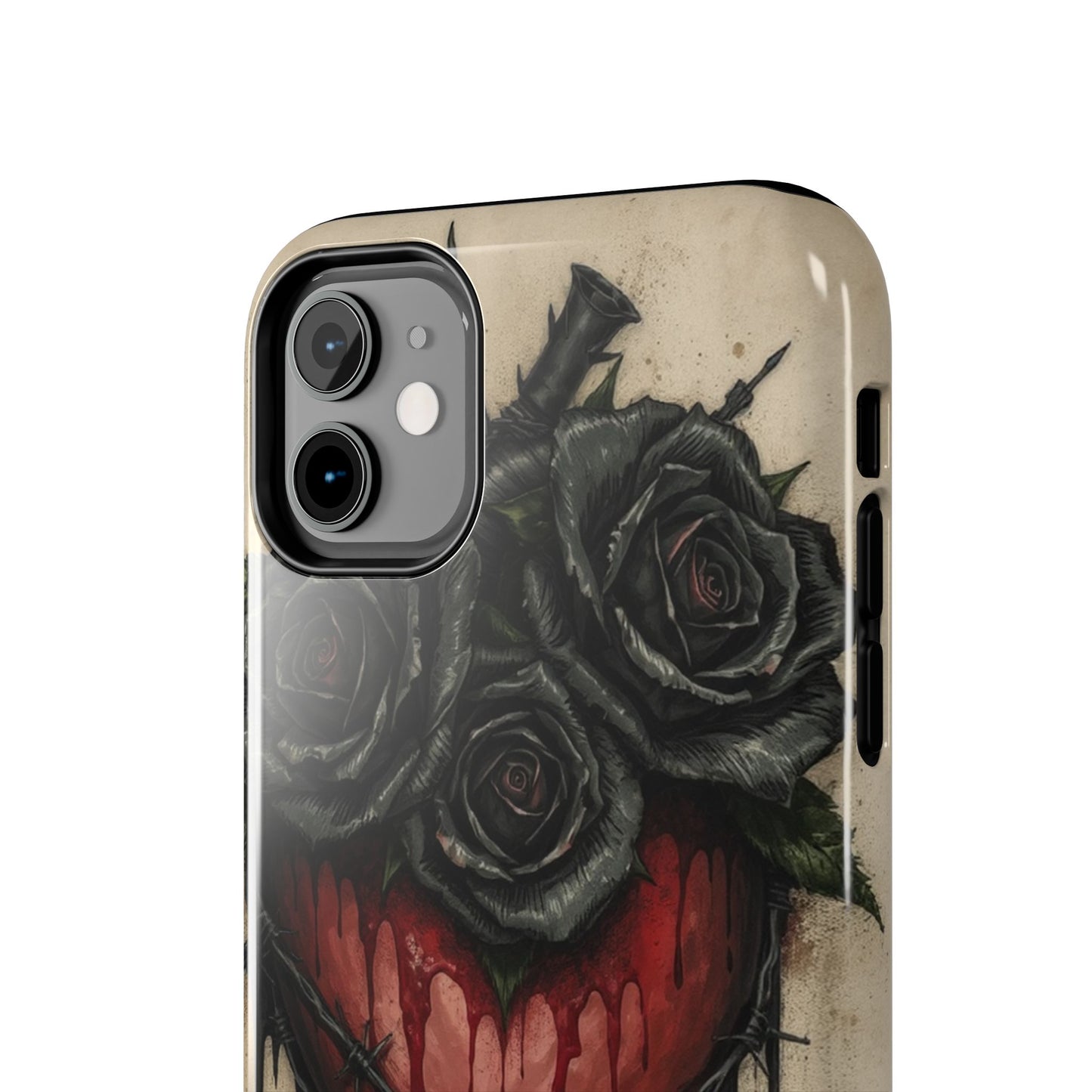 Gothic Heart Phone Case with Roses - Tough & Durable Design