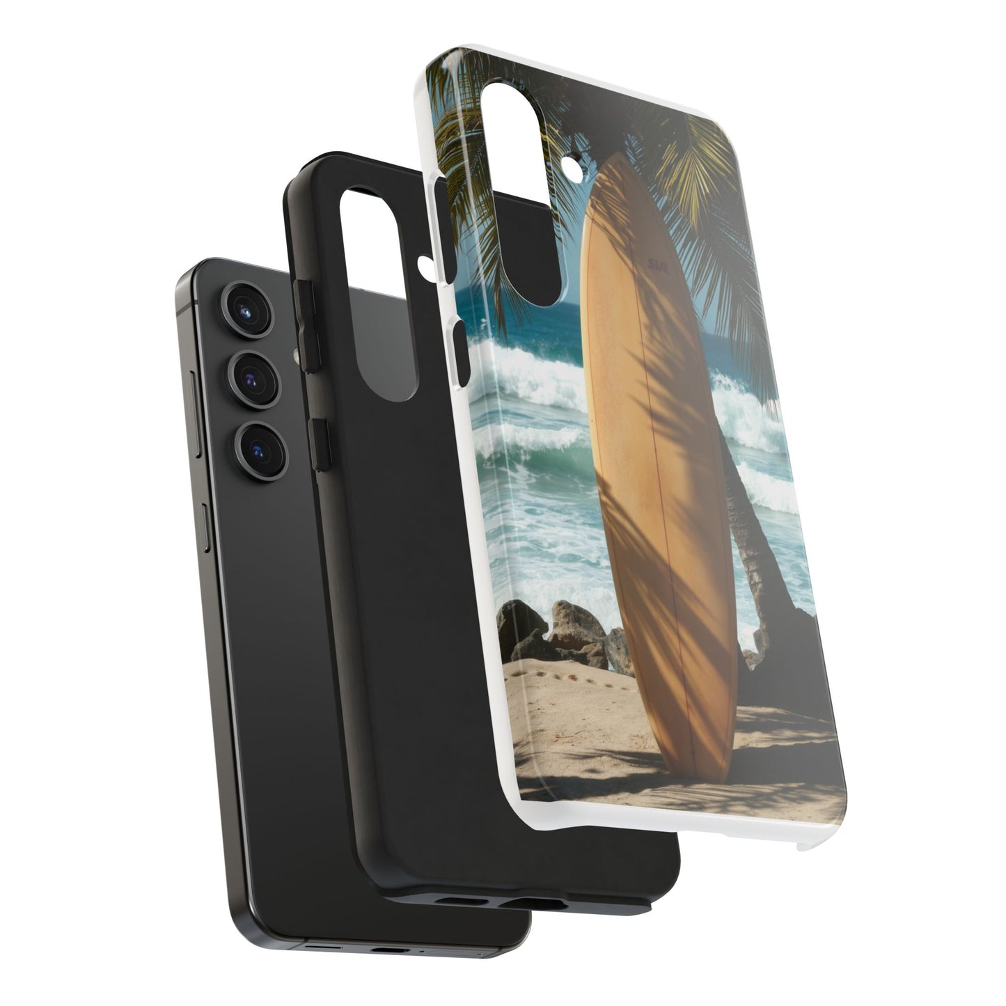 Tough Surfing Phone Case - Beach Vibes with Palm Trees & Surfboard
