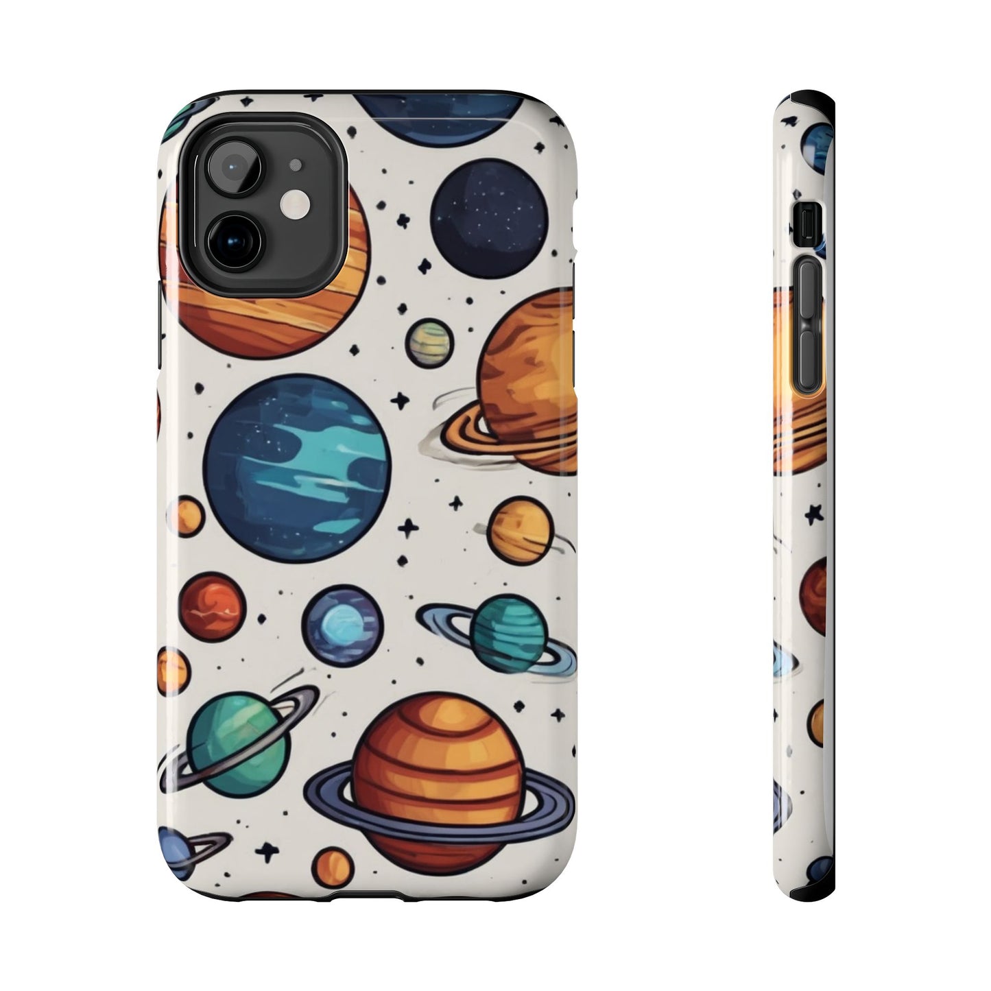 Cosmic Galaxy Tough Phone Case - Planetary Cartoon Design - for iPhone