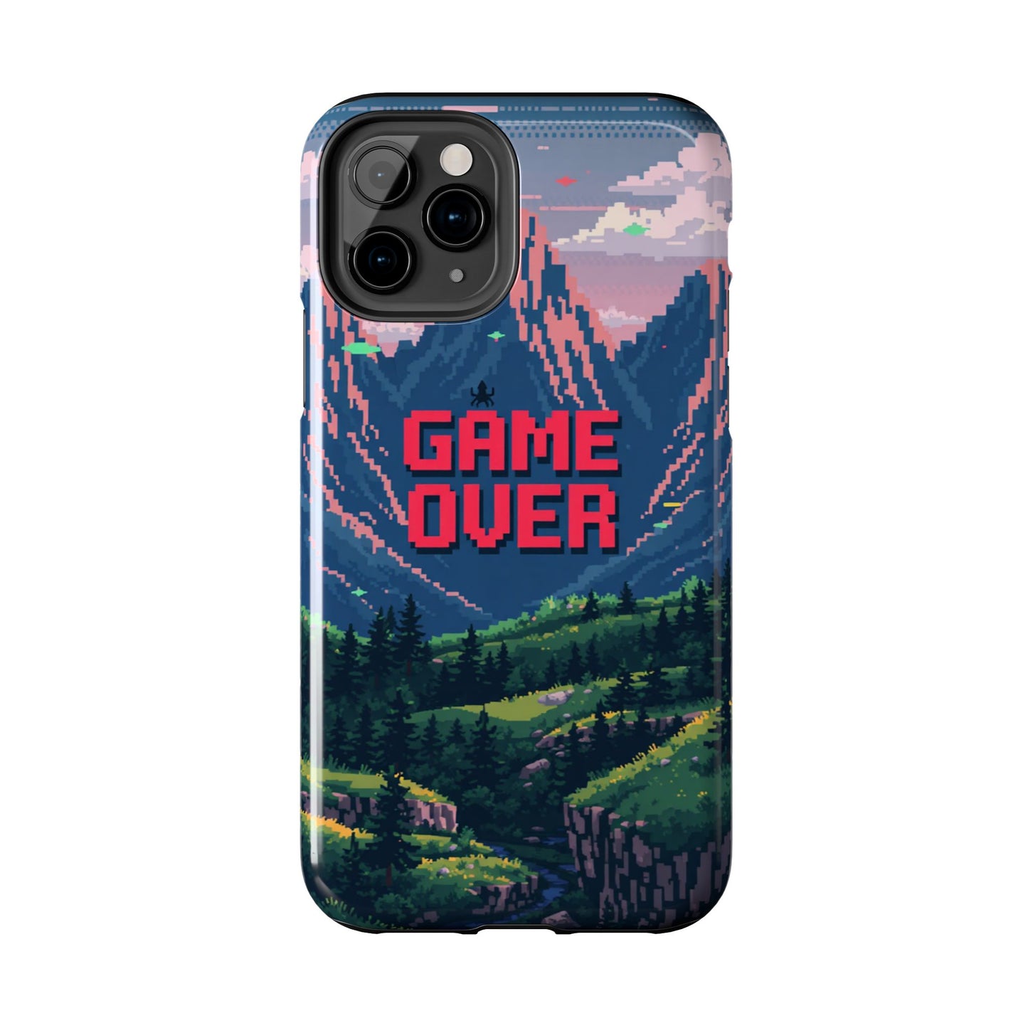 Pixel Art Tough Phone Case - 'Game Over' Design for Gamers