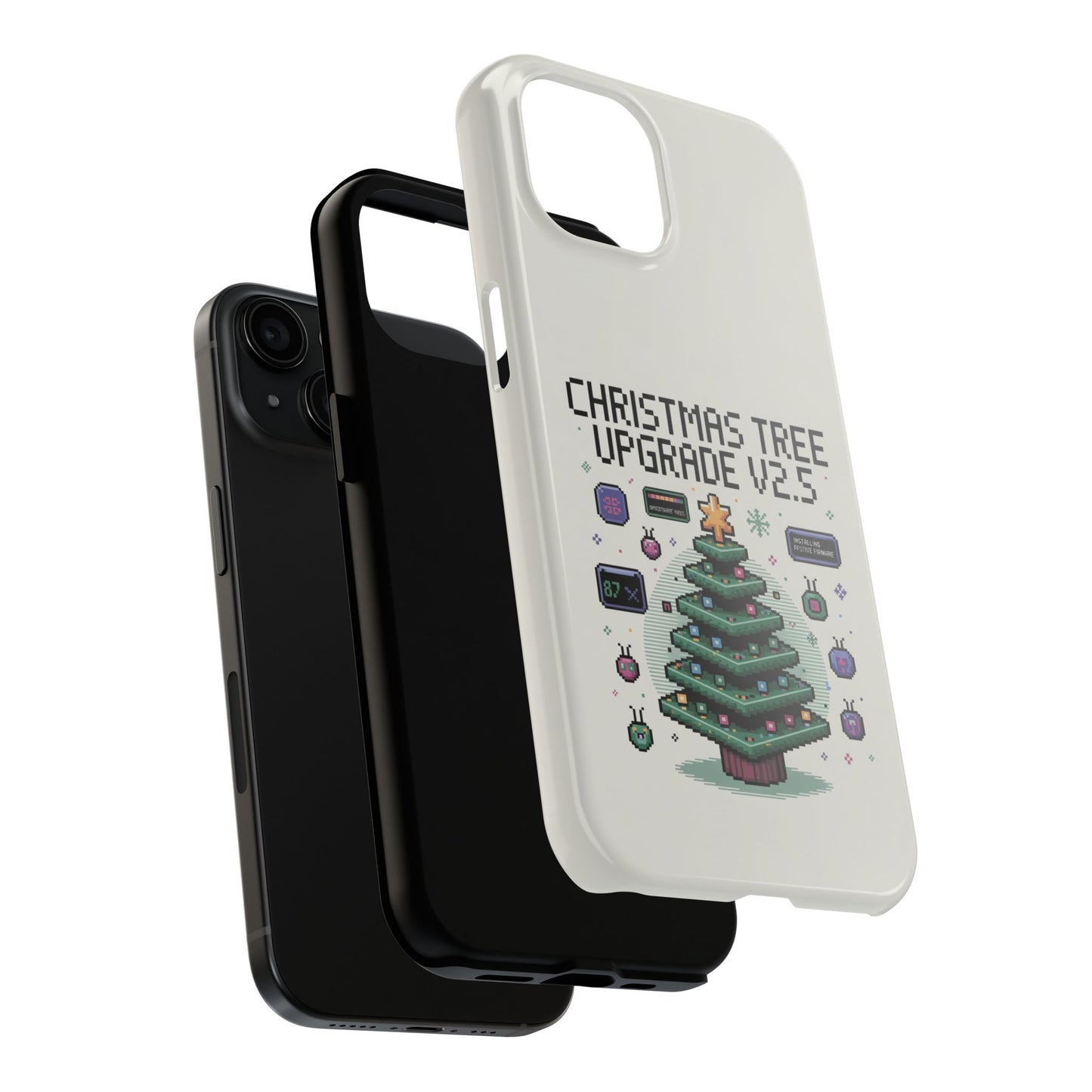 Christmas Tree Upgrade Tough iPhone Case - Pixel Art Design