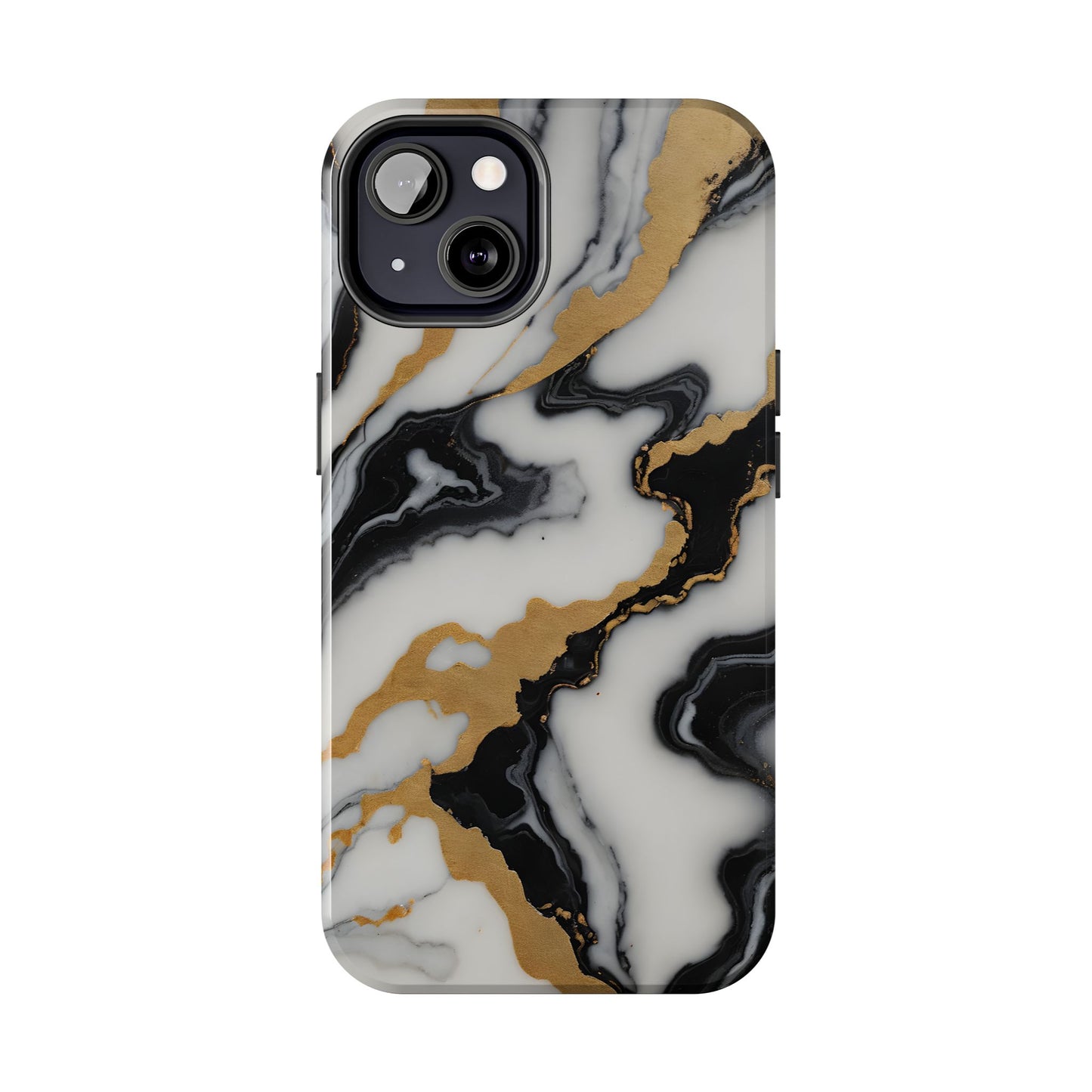 Elegant Gold Marble Tough Phone Case - Stylish Protection for Your iPhone