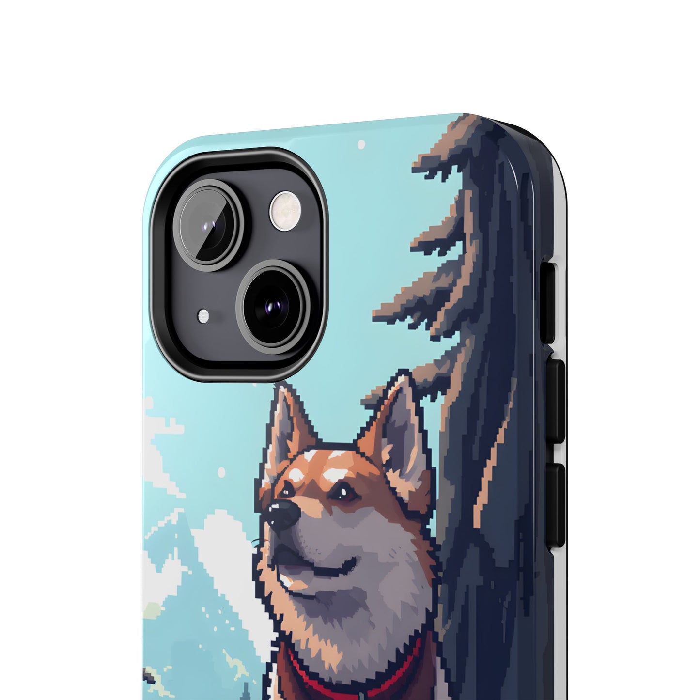 Retro Dog Adventure Tough Phone Case - Pixel Art Shiba Inu Design - for iPhone