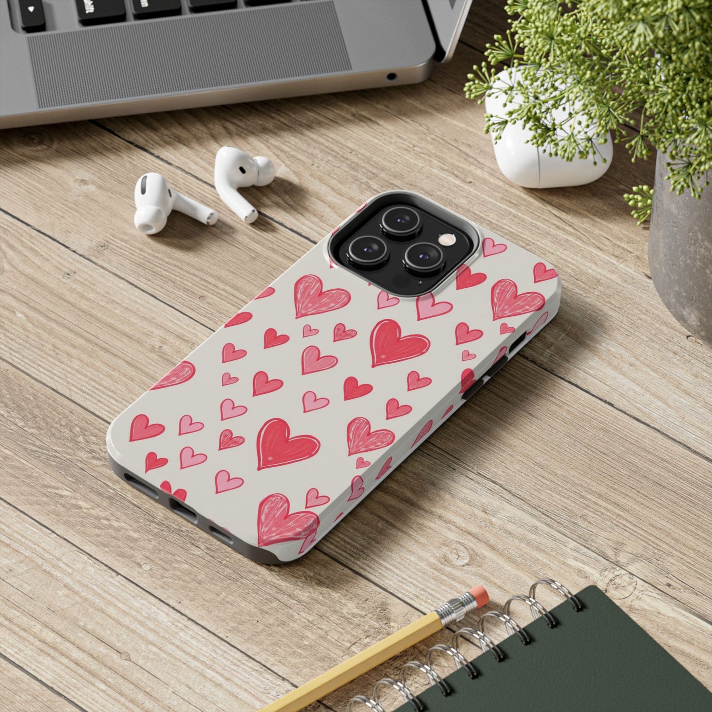 Heart Pattern Tough Phone Case - Cute and Stylish Protection
