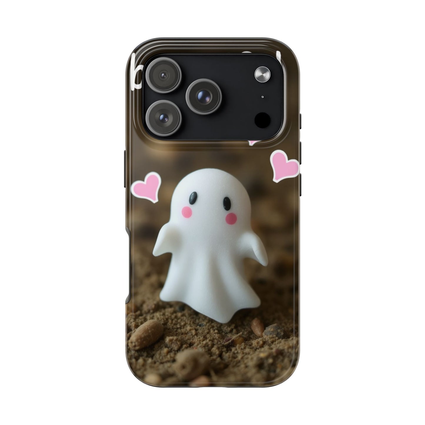 Cute Ghost Tough Phone Case - Beautiful Design with Heart Accents