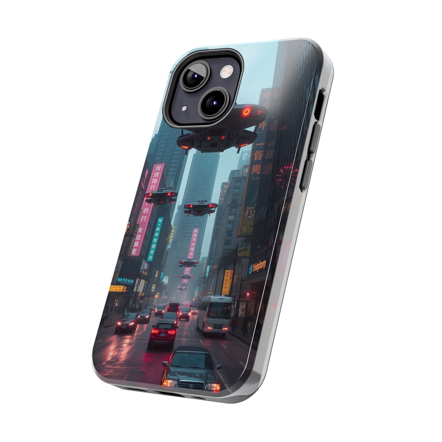 Futuristic City Tough Phone Case - Sci-Fi Design for Urban Explorers