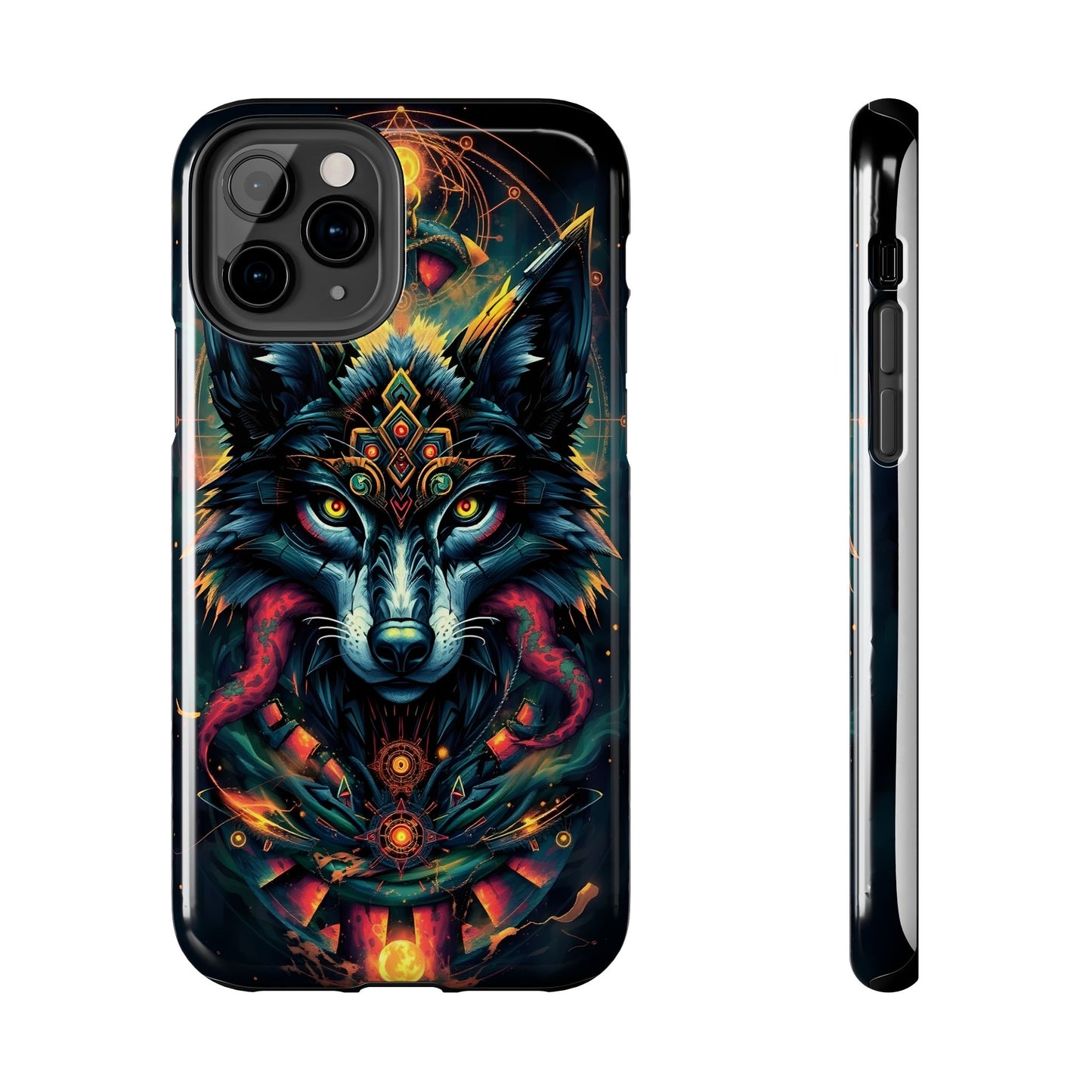 Vibrant Mystical Wolf Art Tough Phone Case - Durable & Unique Design for Animal Lovers - for iPhone