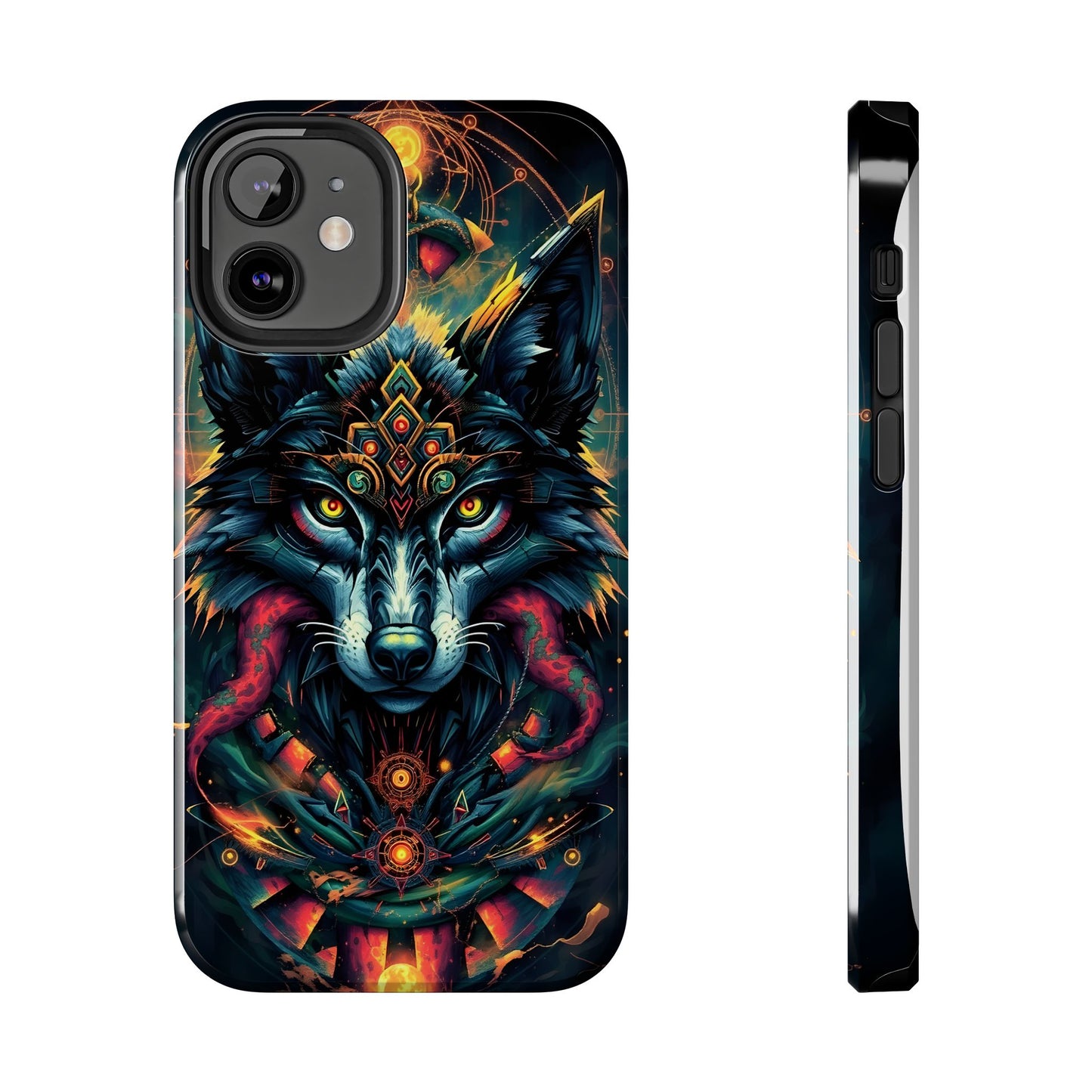 Vibrant Mystical Wolf Art Tough Phone Case - Durable & Unique Design for Animal Lovers - for iPhone