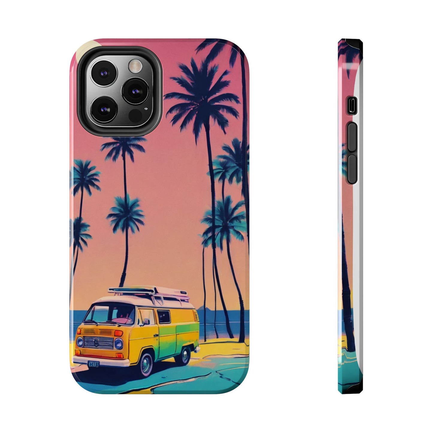 Tropical Beach Vibe Tough Phone Case - Vintage Van Design - for iPhone