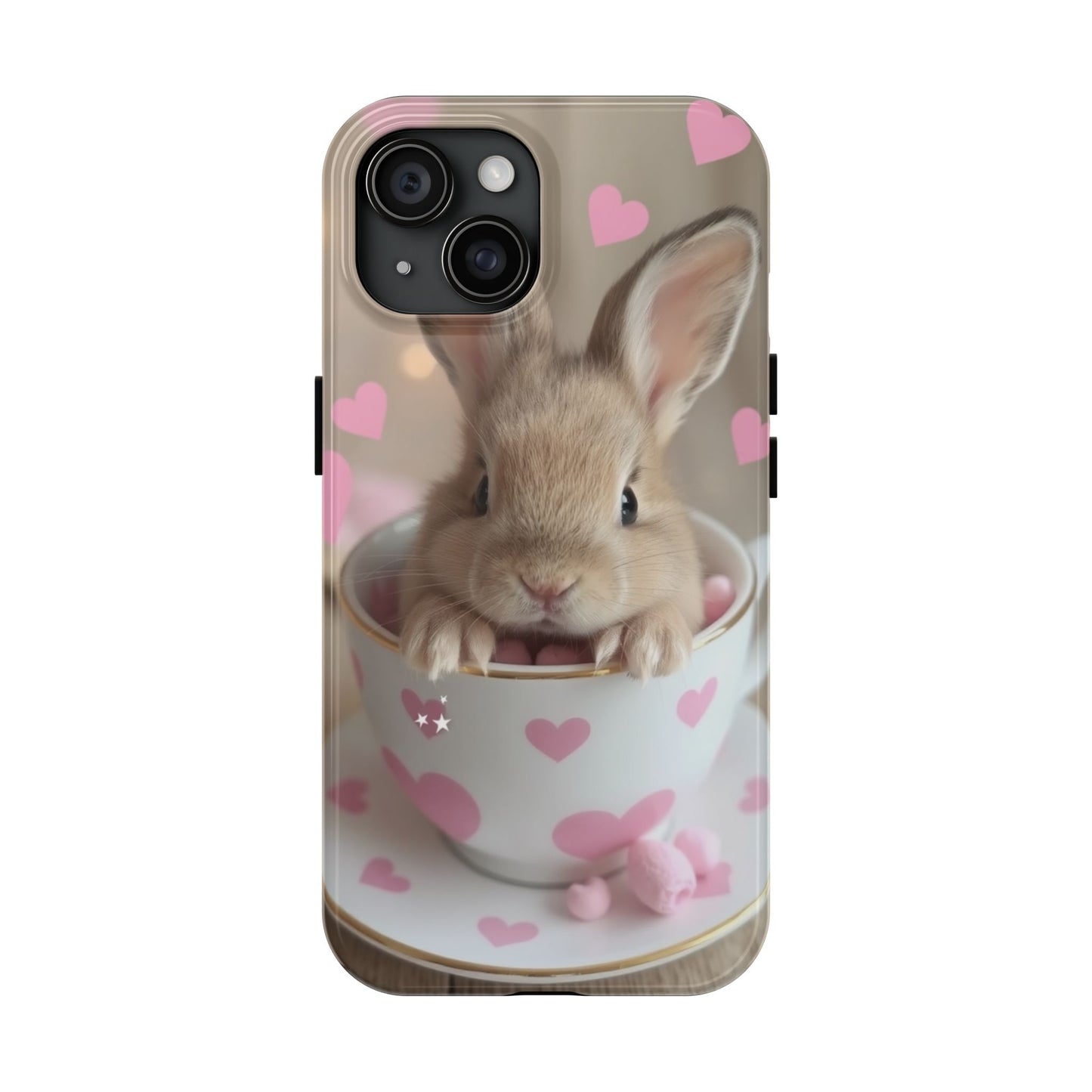 Adorable Bunny Phone Case with Heart Design - Cute Gift for Animal Lovers