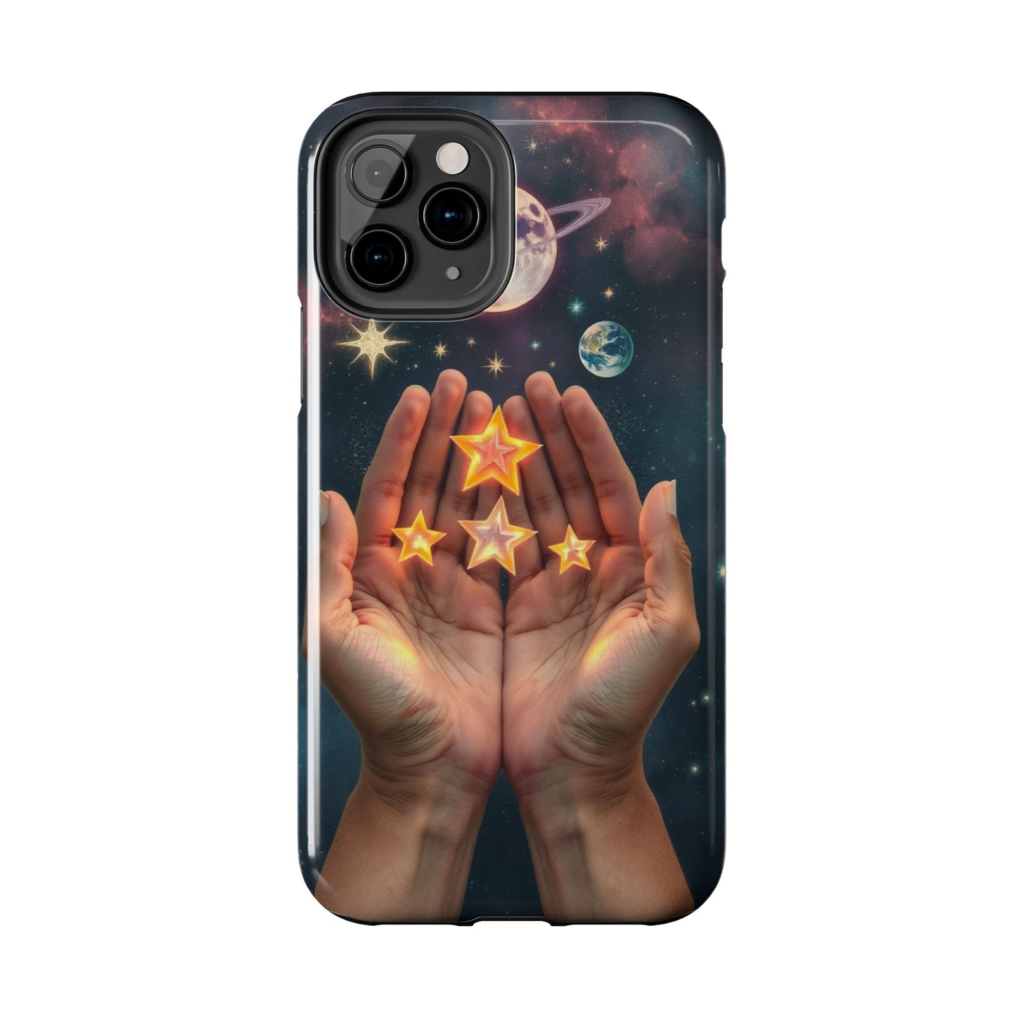 Galaxy Hands Tough Phone Case - Celestial Design for Star Lovers
