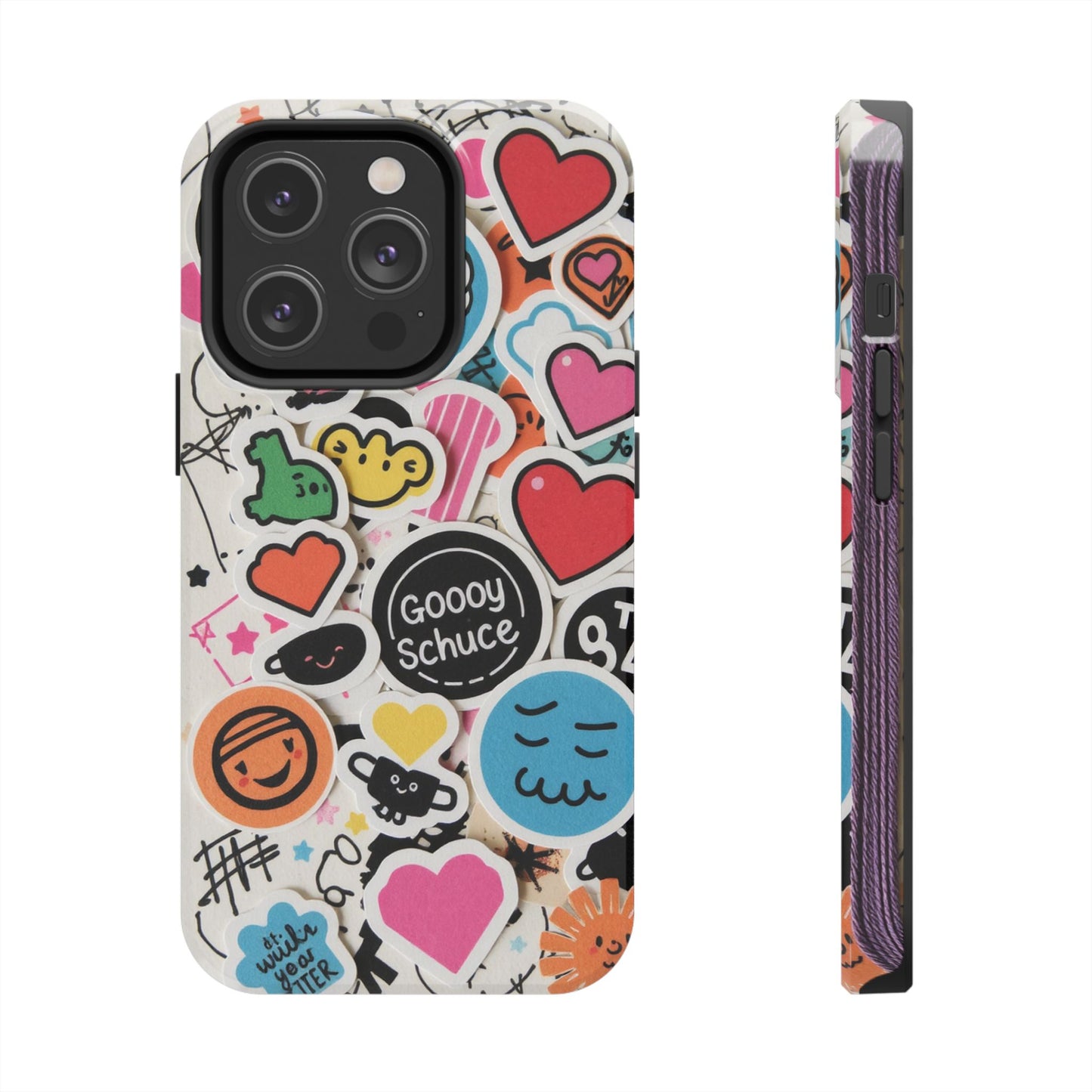 Colorful Stickers Phone Case - Fun & Trendy Tough Phone Cases