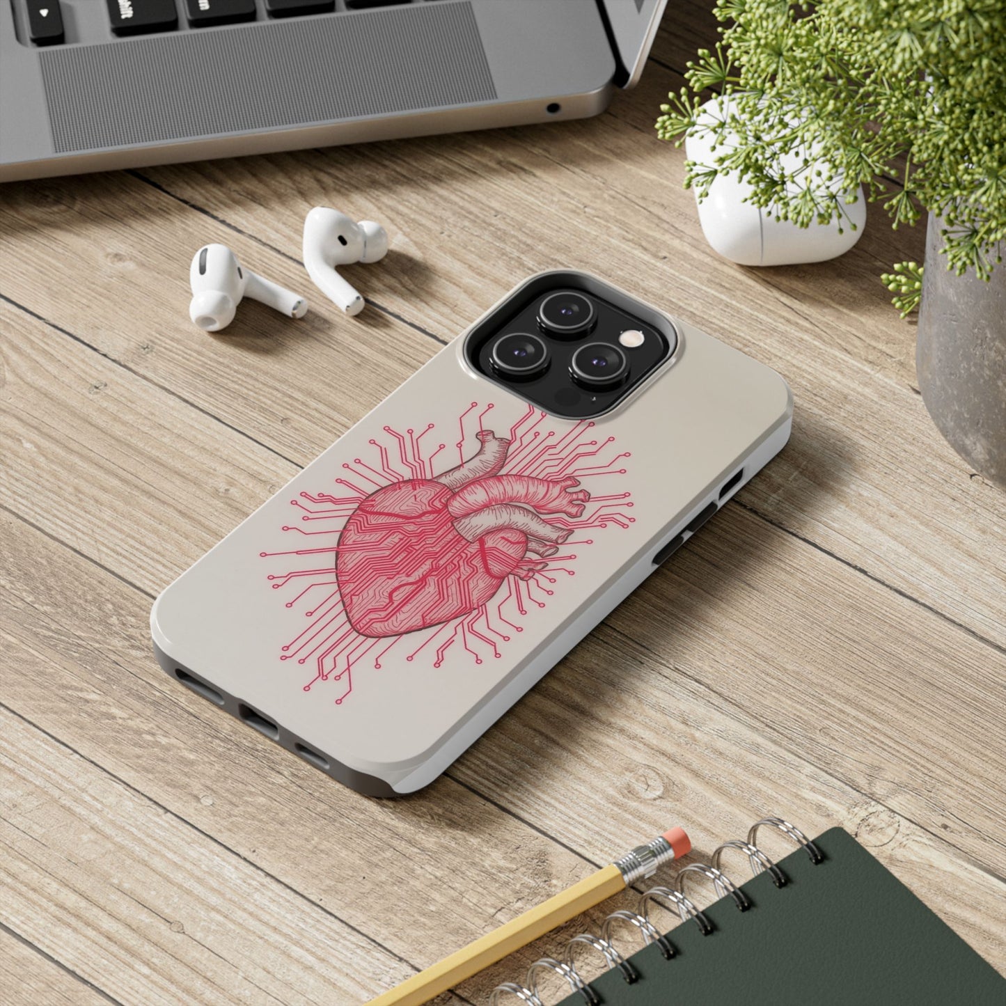 Heart Circuit Tough Phone Case – Unique Tech-Inspired Design for Tech Lovers