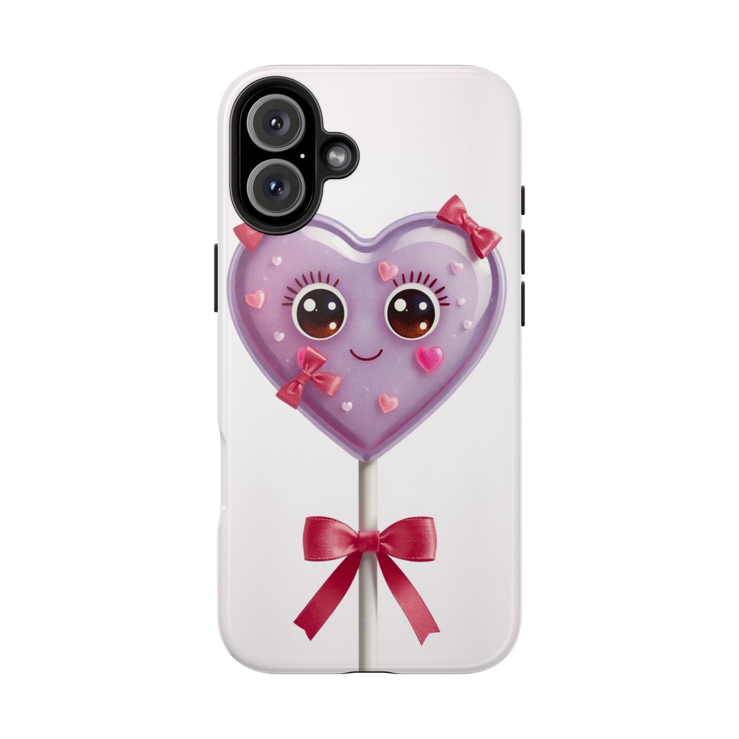Cute Heart Lollipop Tough Phone Case - Adorable Protection for Candy Lovers