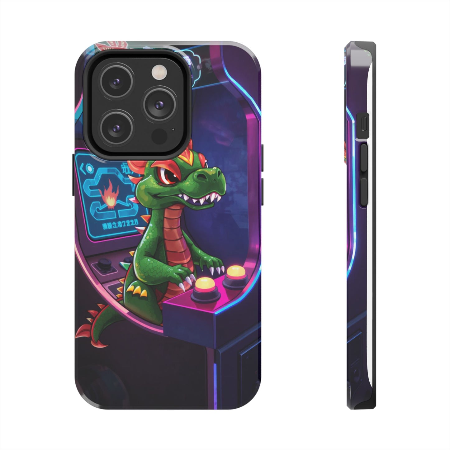 Retro Gamer Tough Phone Case with Dragon Design