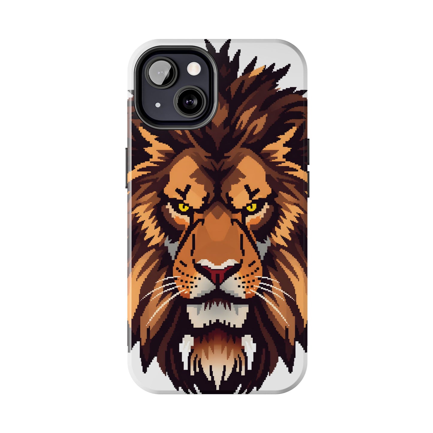 Fierce Pixelated Lion Tough Phone Case - Durable Design for Animal Lovers - for iPhone