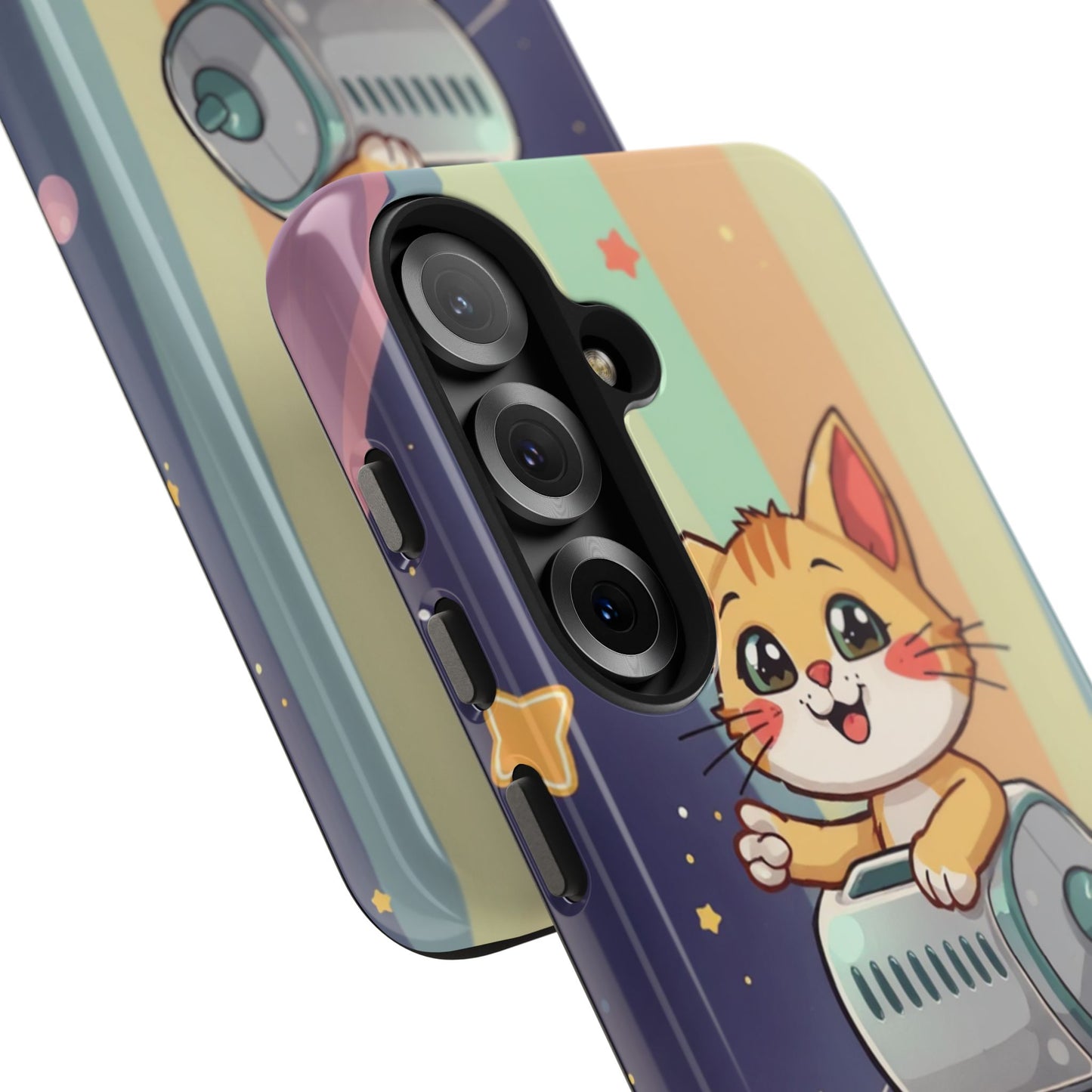 Cute Cat Rocket Phone Case - Vibrant and Playful Tough Case