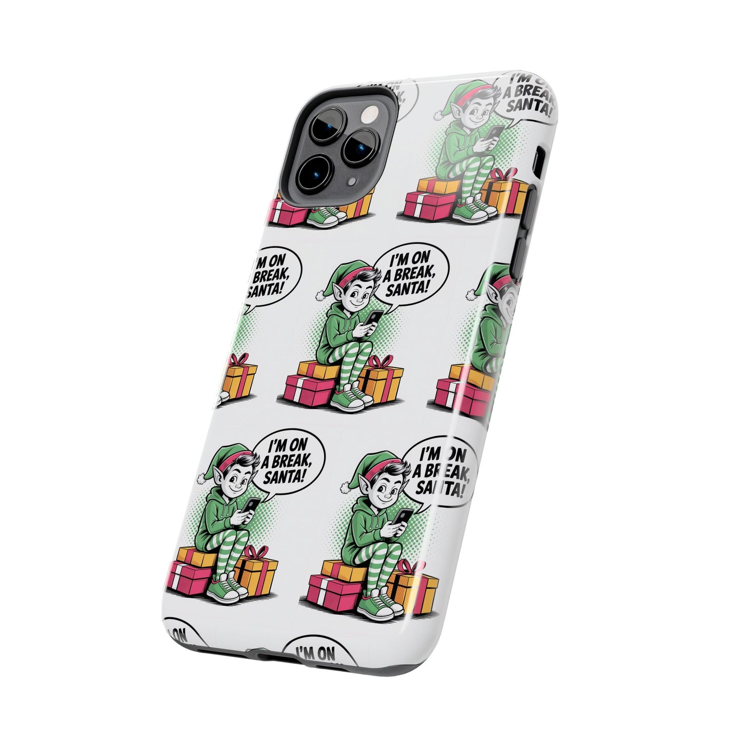 Christmas Elf Tough Phone Case - I'm on a Break, Santa Pattern!