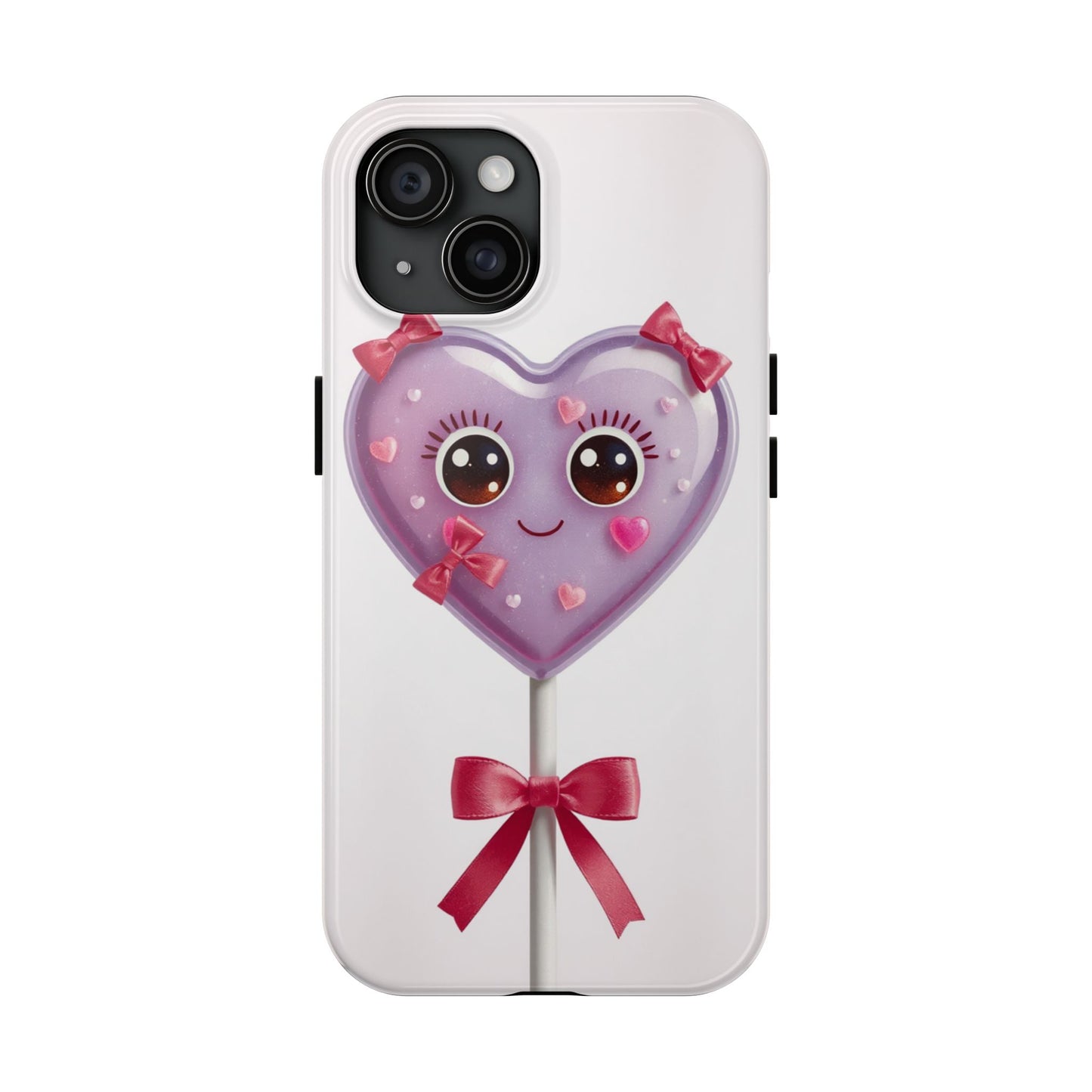 Cute Heart Lollipop Tough Phone Case - Adorable Protection for Candy Lovers
