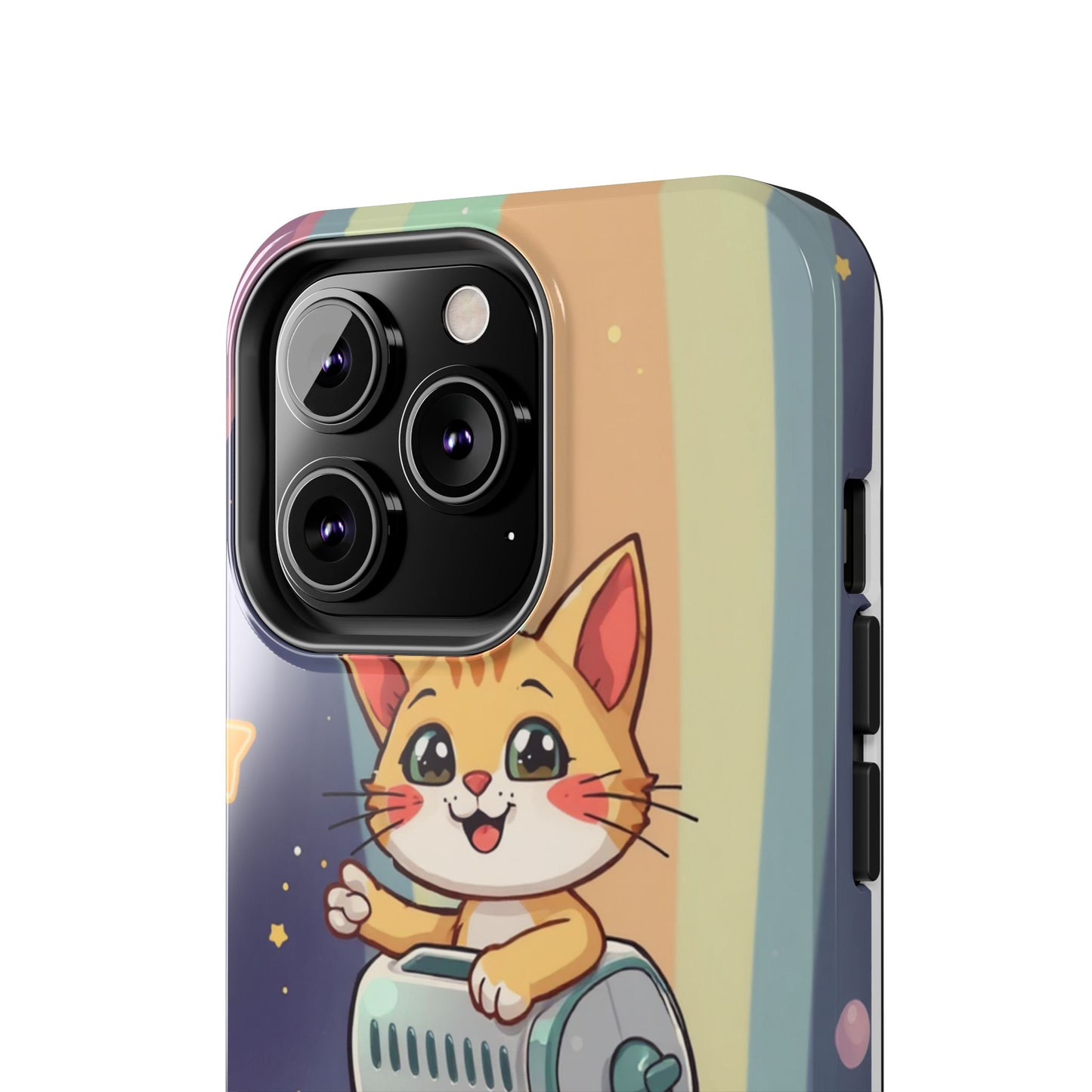 Cute Cat Rocket Phone Case - Vibrant and Playful Tough Case