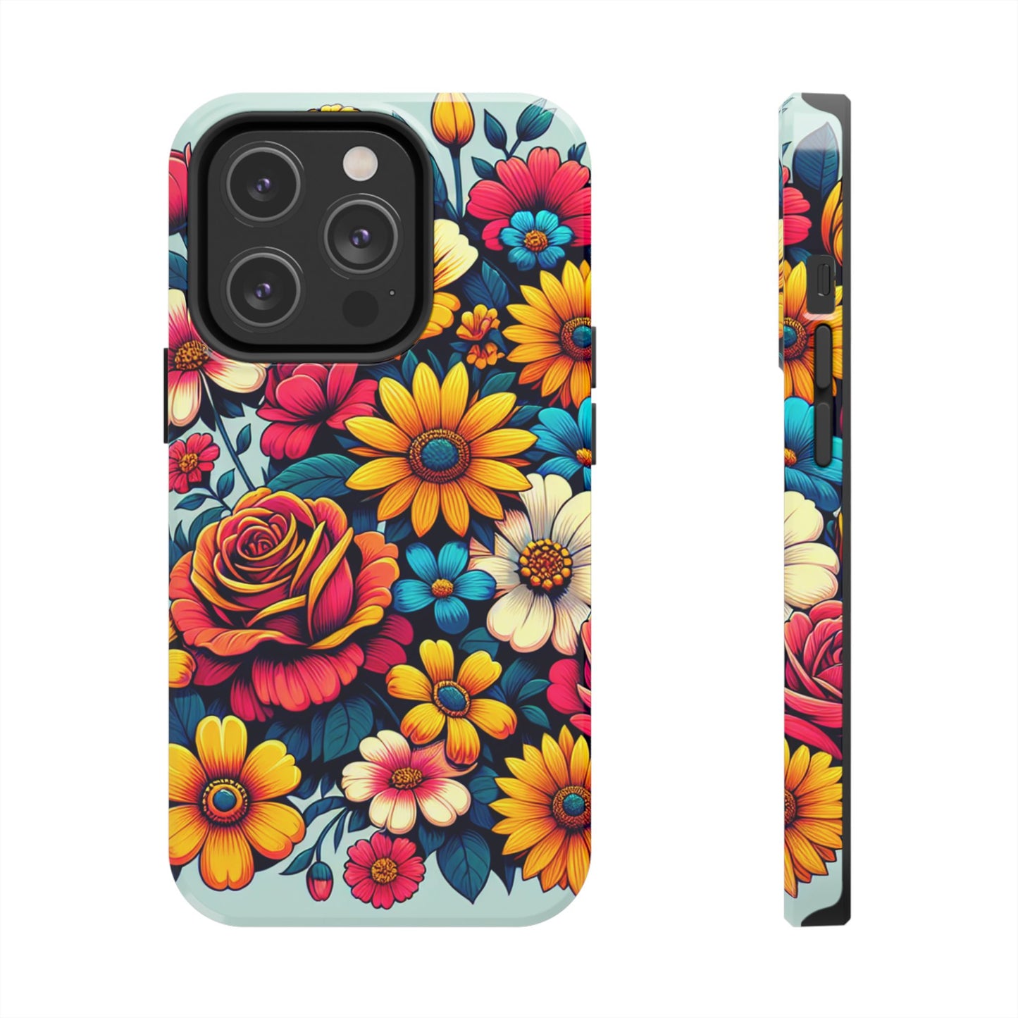 Vibrant Floral Tough Phone Case - Colorful Flower Design - for iPhone