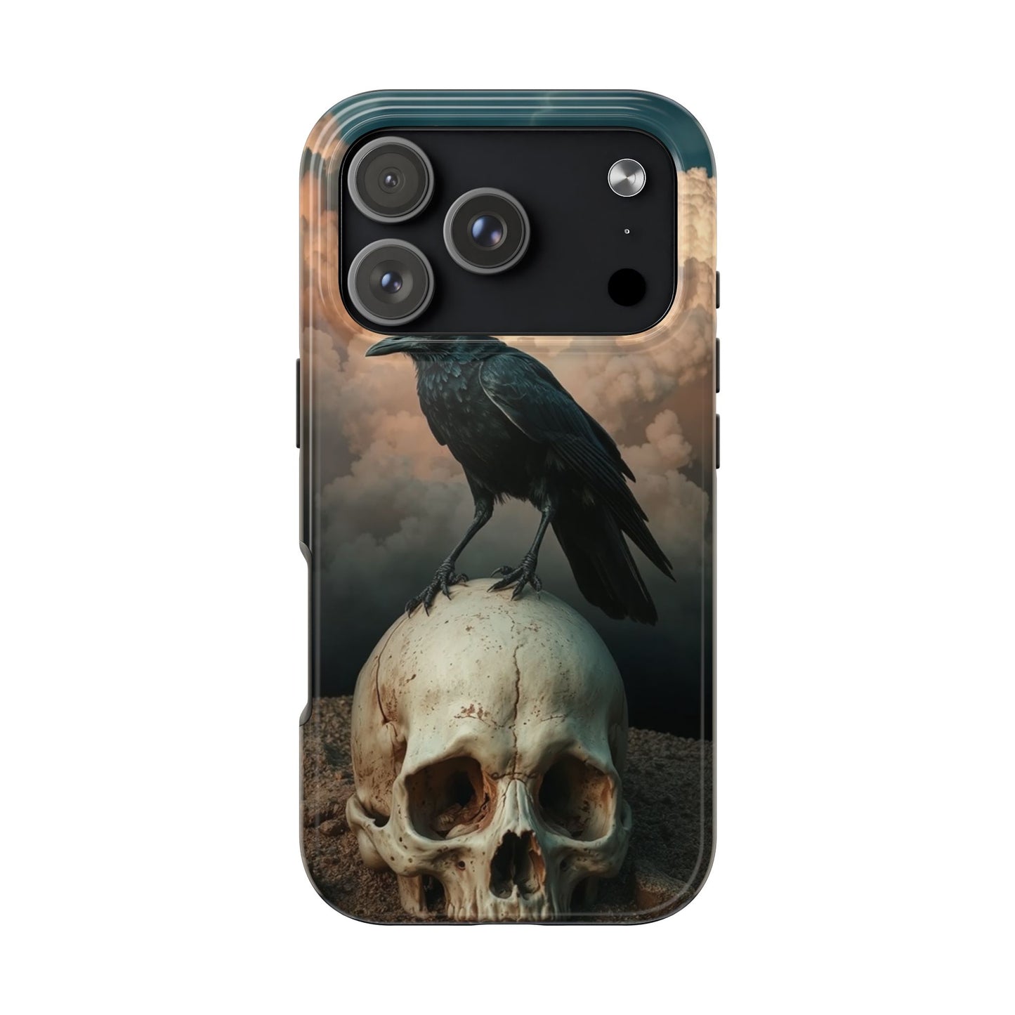 Gothic Raven Skull Tough Phone Case - Unique Protective Cover for Halloween Lovers