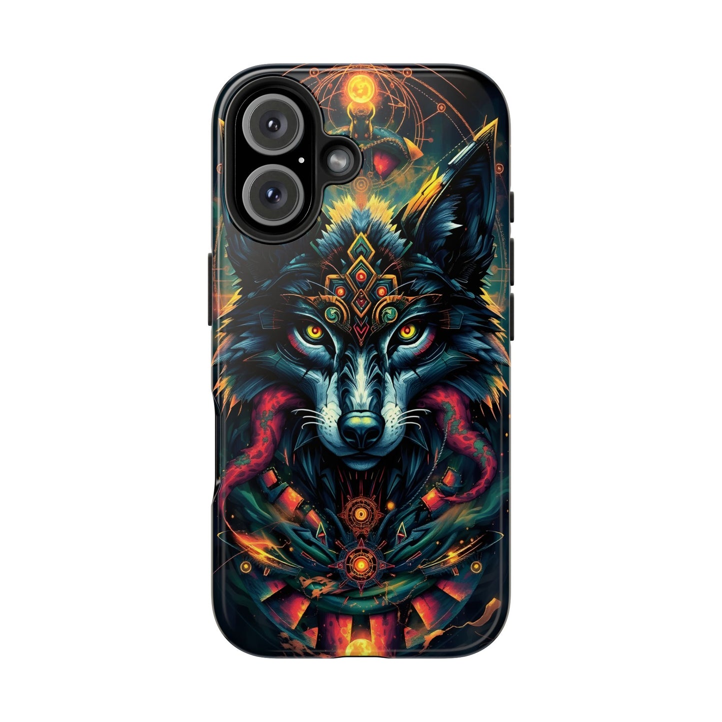 Vibrant Mystical Wolf Art Tough Phone Case - Durable & Unique Design for Animal Lovers - for iPhone