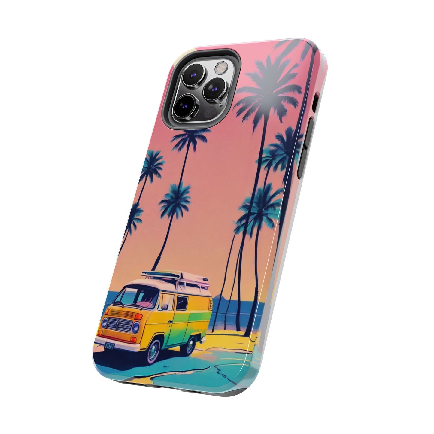 Tropical Beach Vibe Tough Phone Case - Vintage Van Design - for iPhone