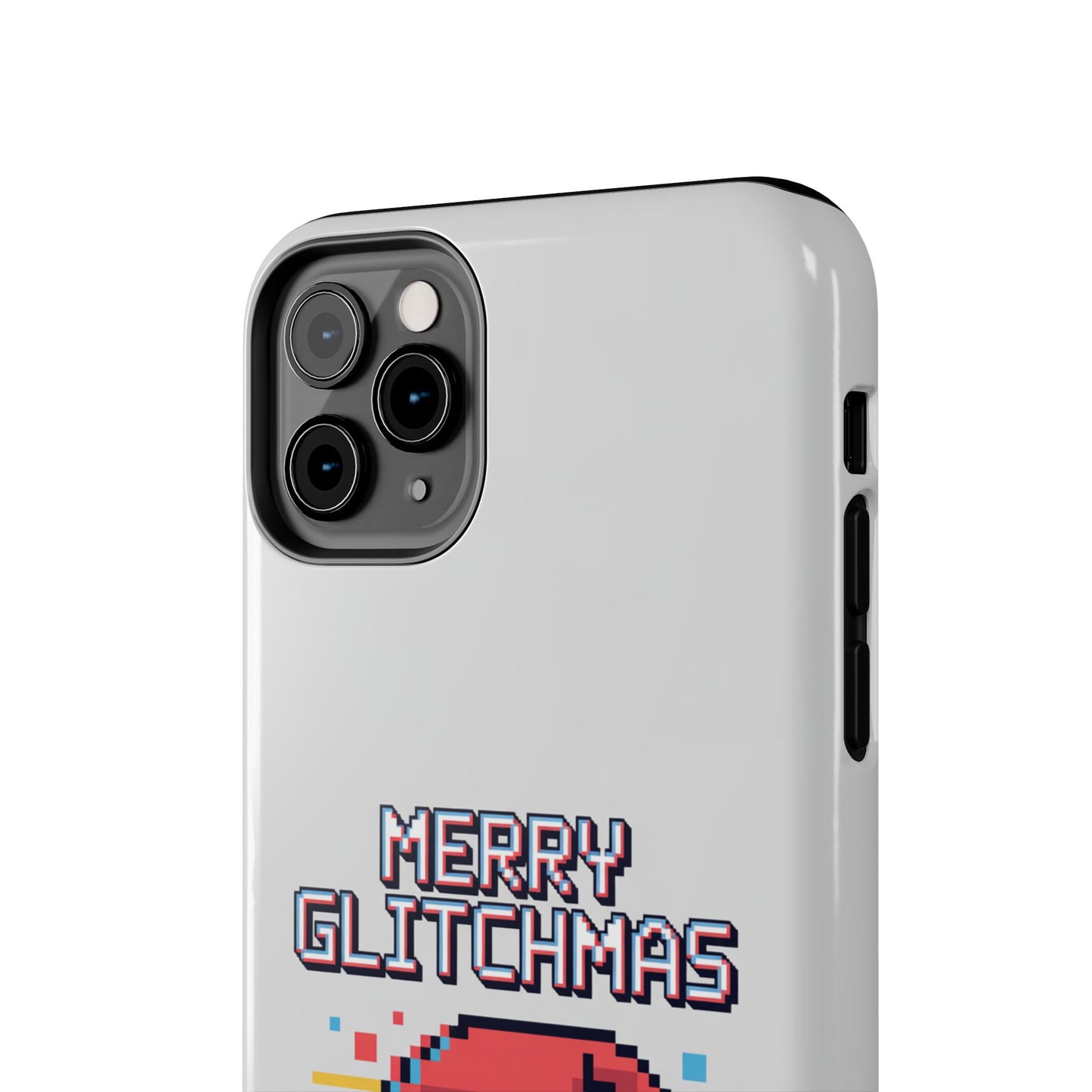 Merry Glitchmas Phone Case - Christmas Pixel Art Design for iPhone