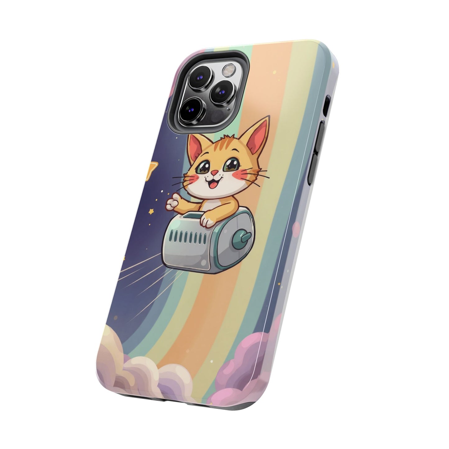 Cute Cat Rocket Phone Case - Vibrant and Playful Tough Case