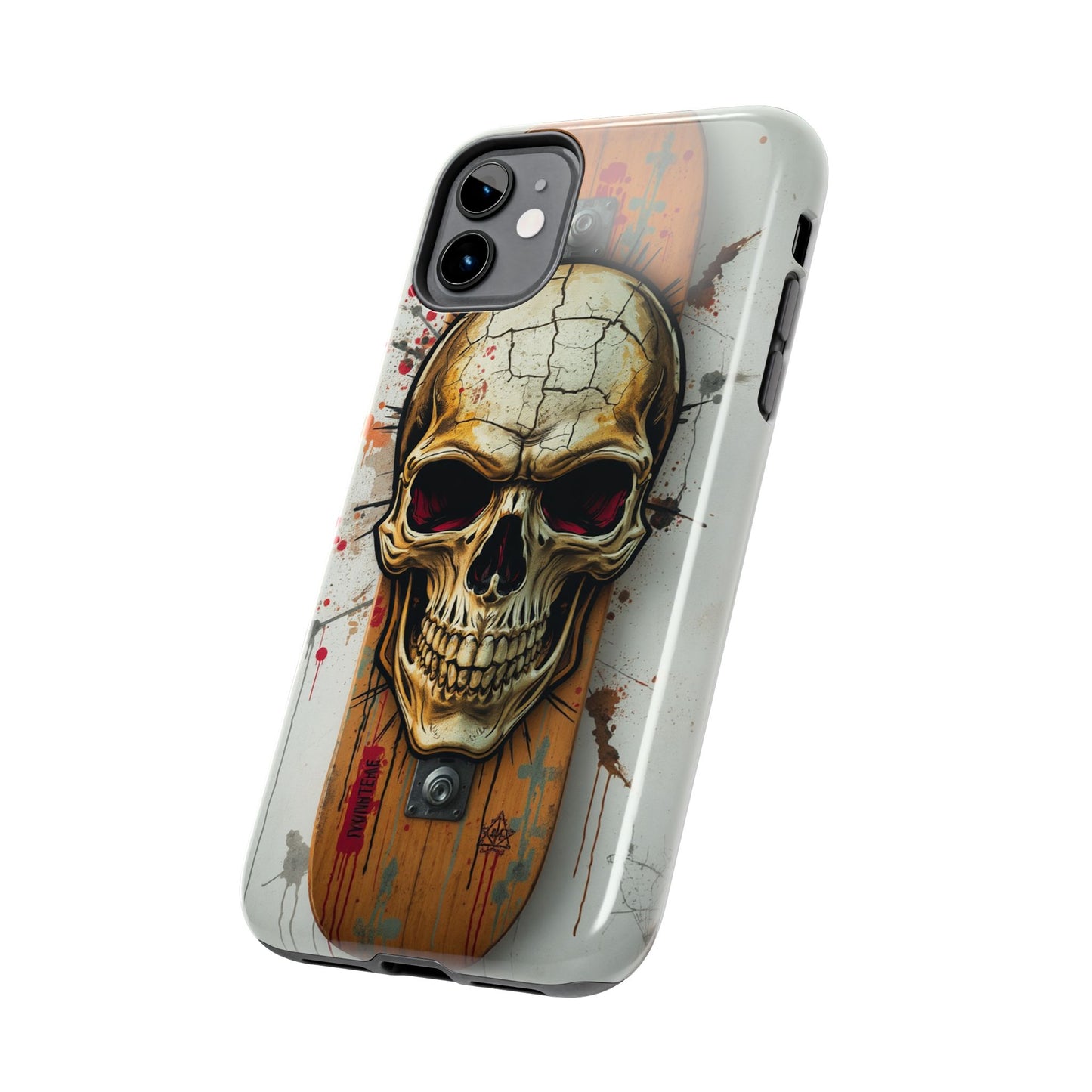Edgy Skull Tough Phone Case - Durable Protection for Skateboard Enthusiasts
