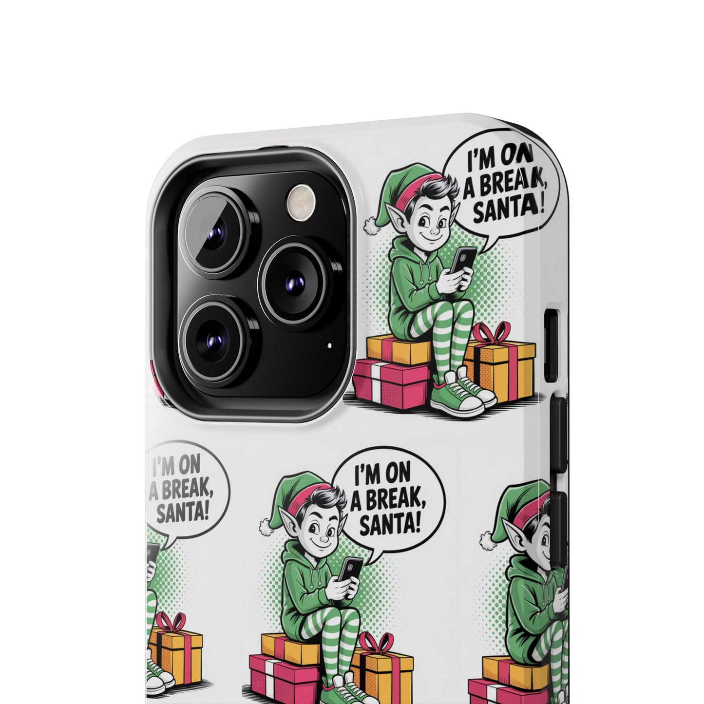 Christmas Elf Tough Phone Case - I'm on a Break, Santa Pattern!