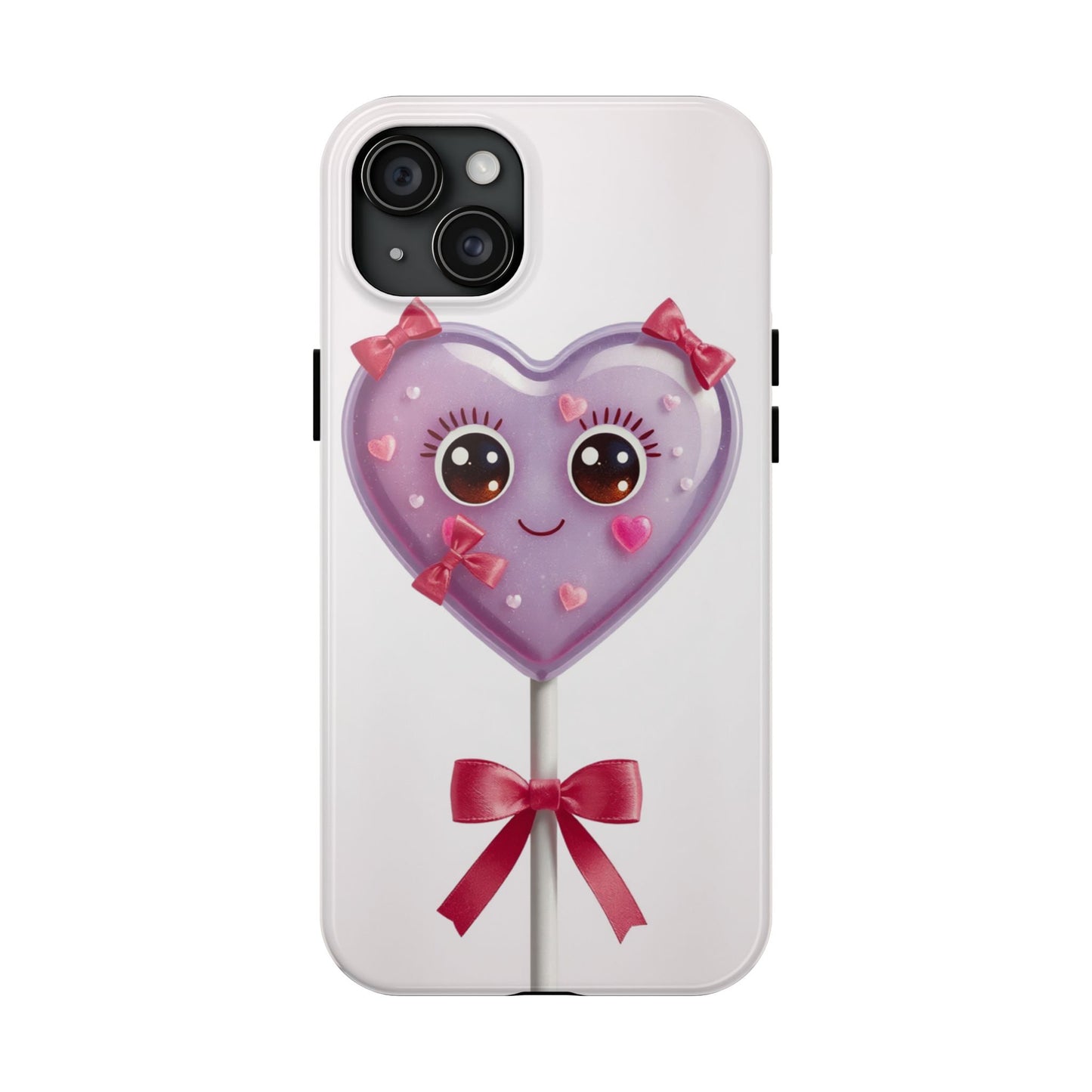 Cute Heart Lollipop Tough Phone Case - Adorable Protection for Candy Lovers