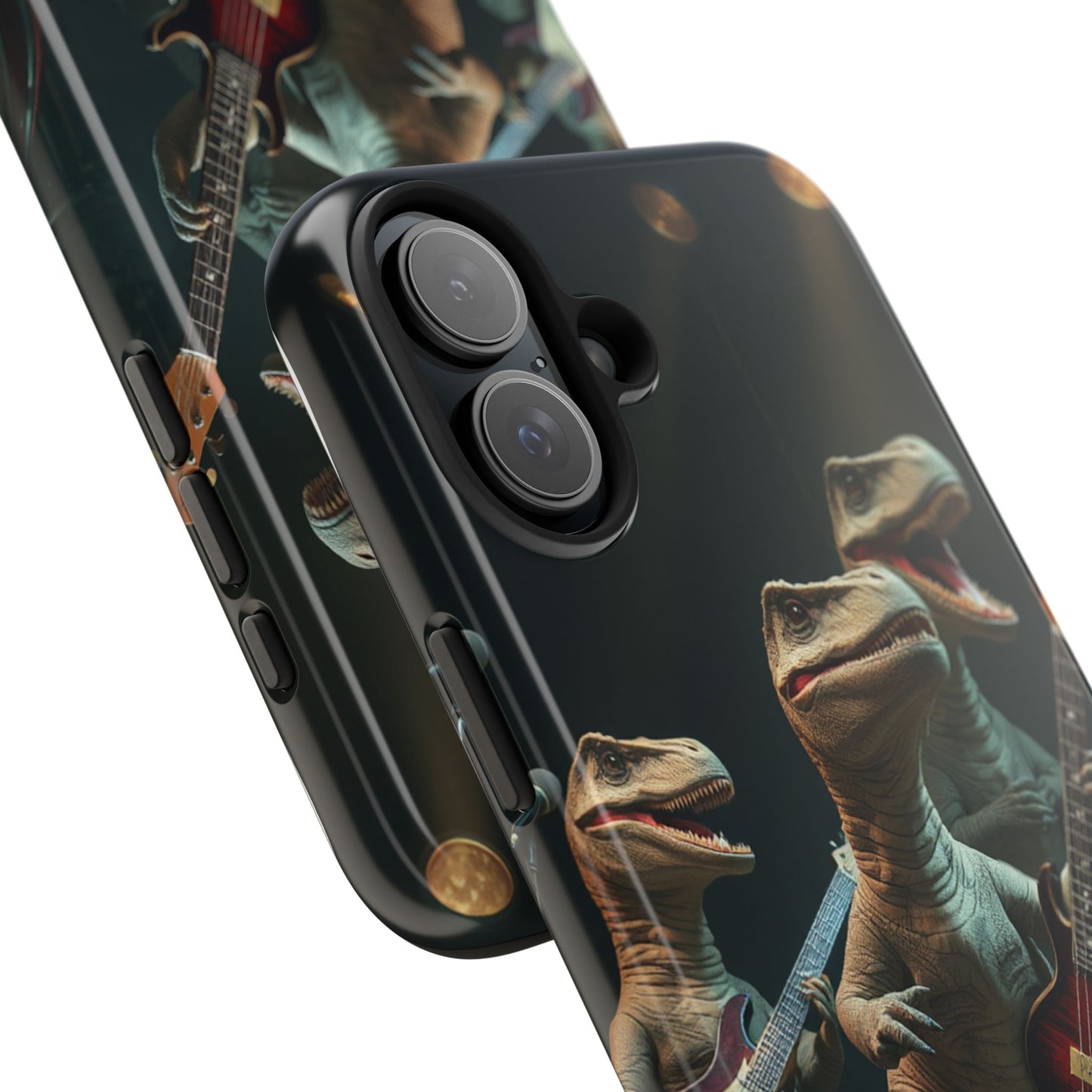 Rockin' Dinosaur Tough Phone Cases - Perfect for Music Lovers and Kids!