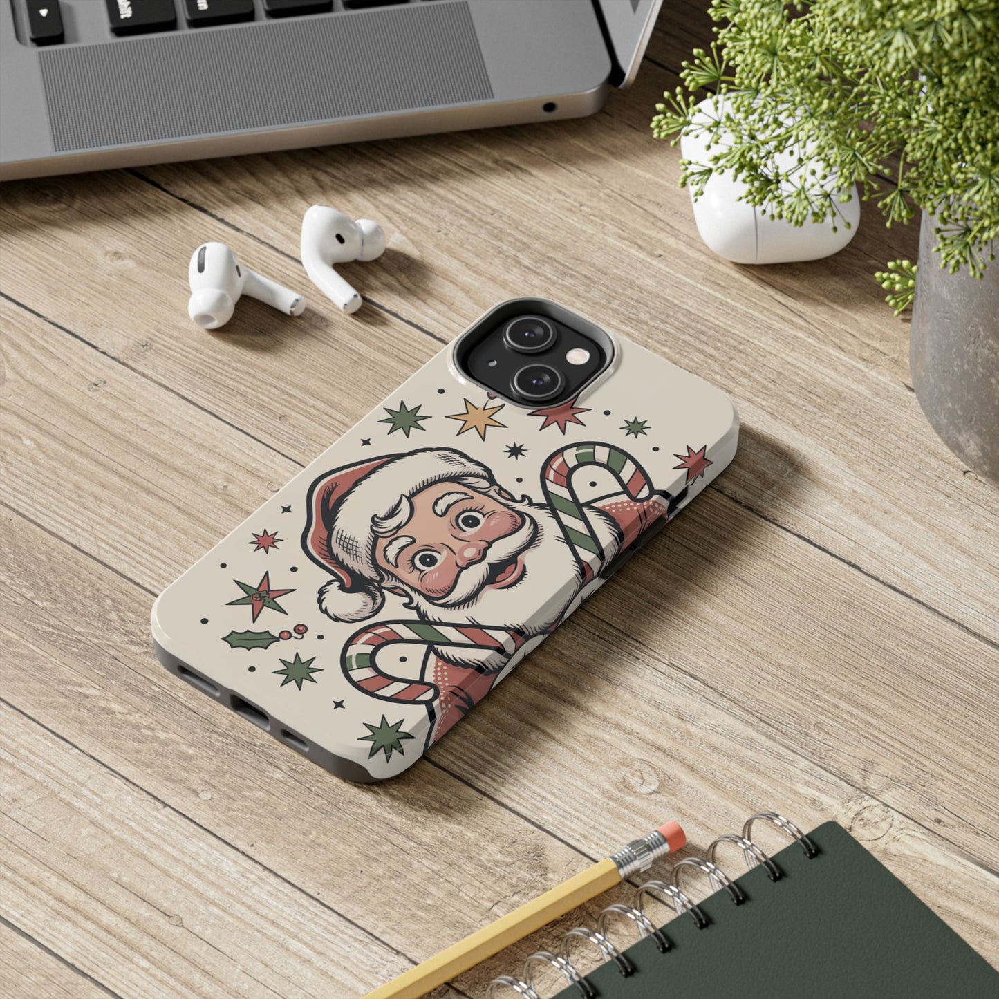Retro Santa Tough Phone Case - Festive Holiday Design