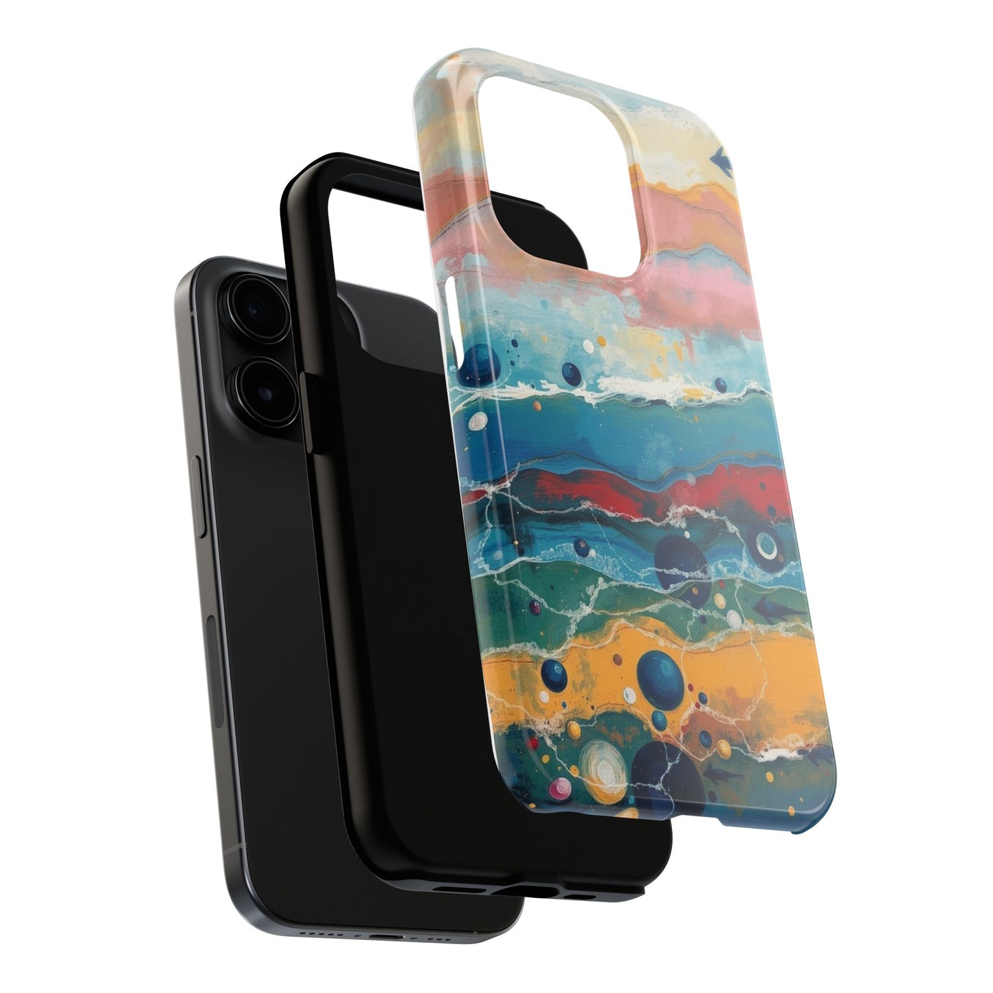 Artistic Tough Phone Case - Vibrant Waves Design for Unique Style