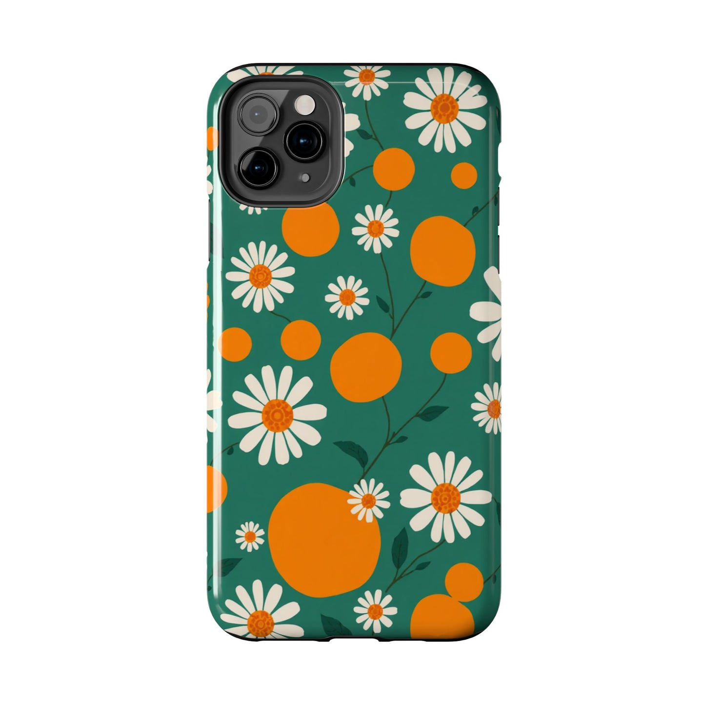 Floral Tough Phone Case - Daisy & Orange Design
