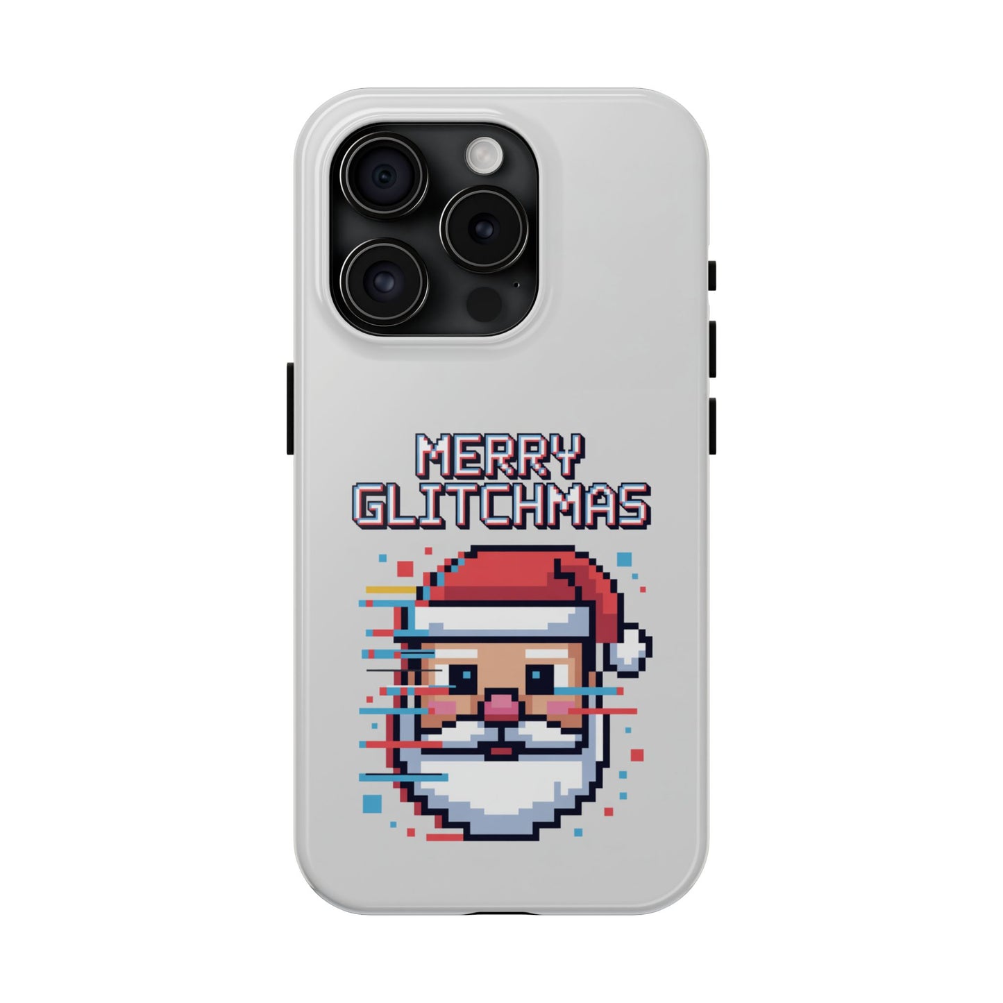 Merry Glitchmas Phone Case - Christmas Pixel Art Design for iPhone