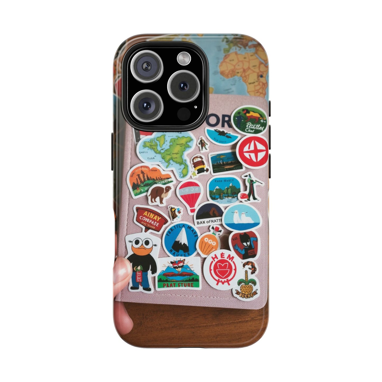 Adventure Stickers Phone Case - Tough Protection for Travel Lovers