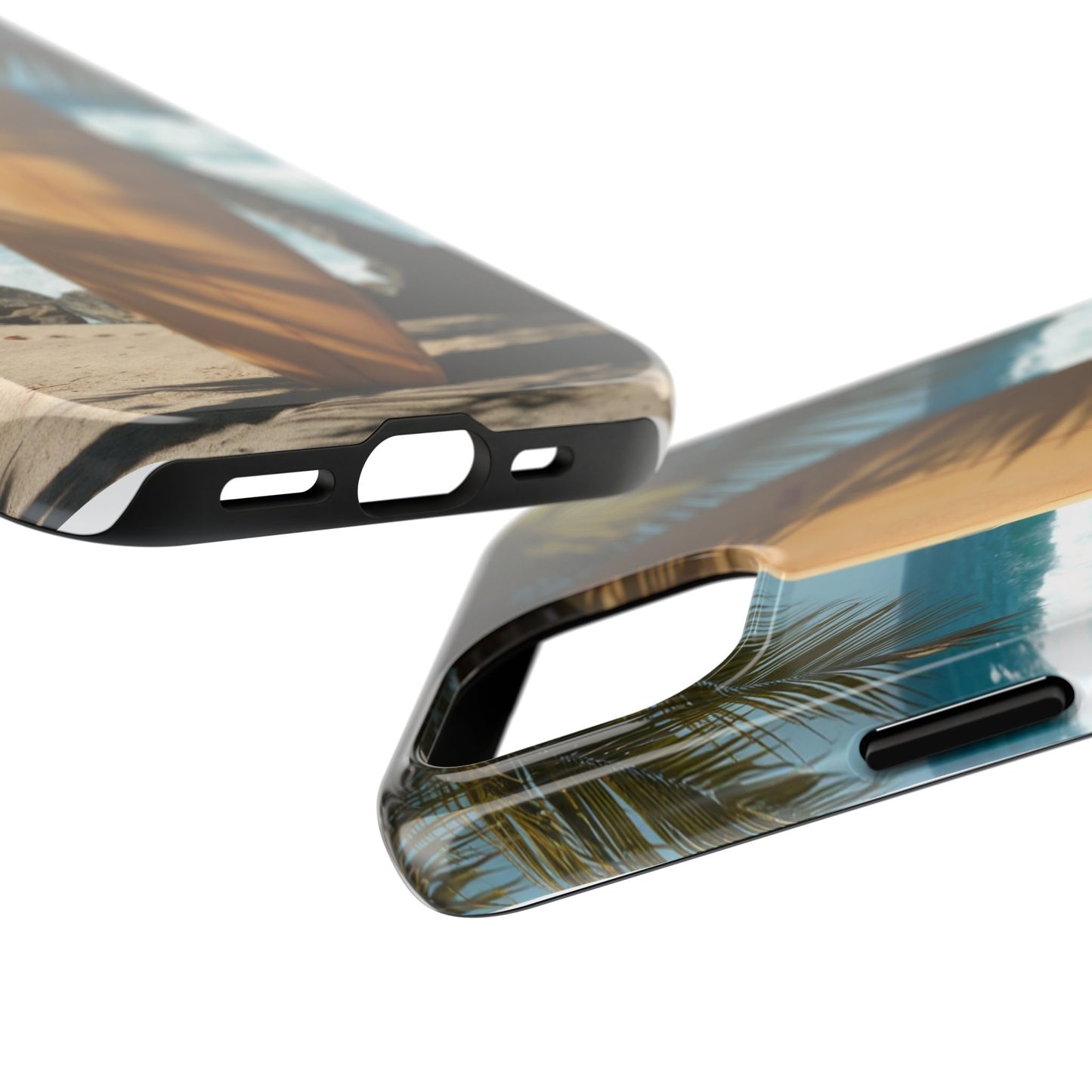 Tough Surfing Phone Case - Beach Vibes with Palm Trees & Surfboard