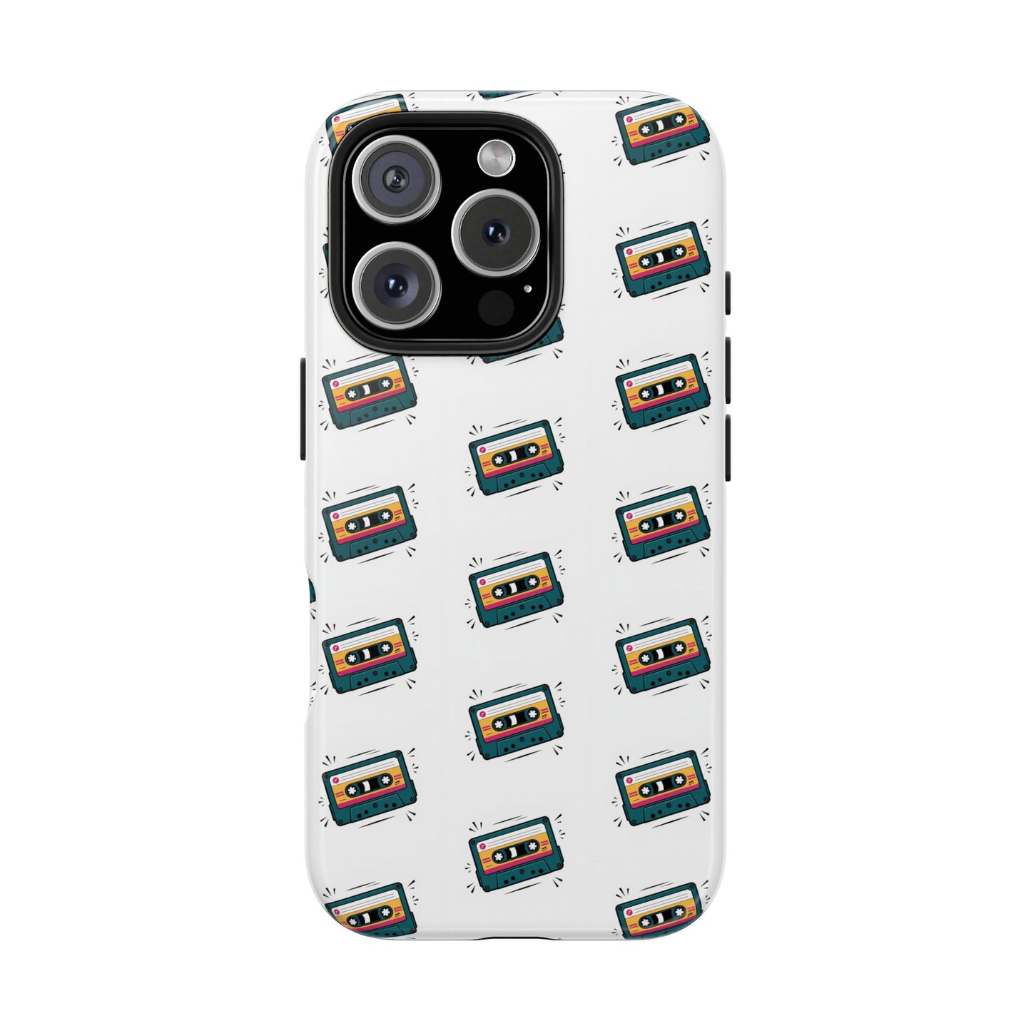 Retro Cassette Tape Phone Case Pattern - White
