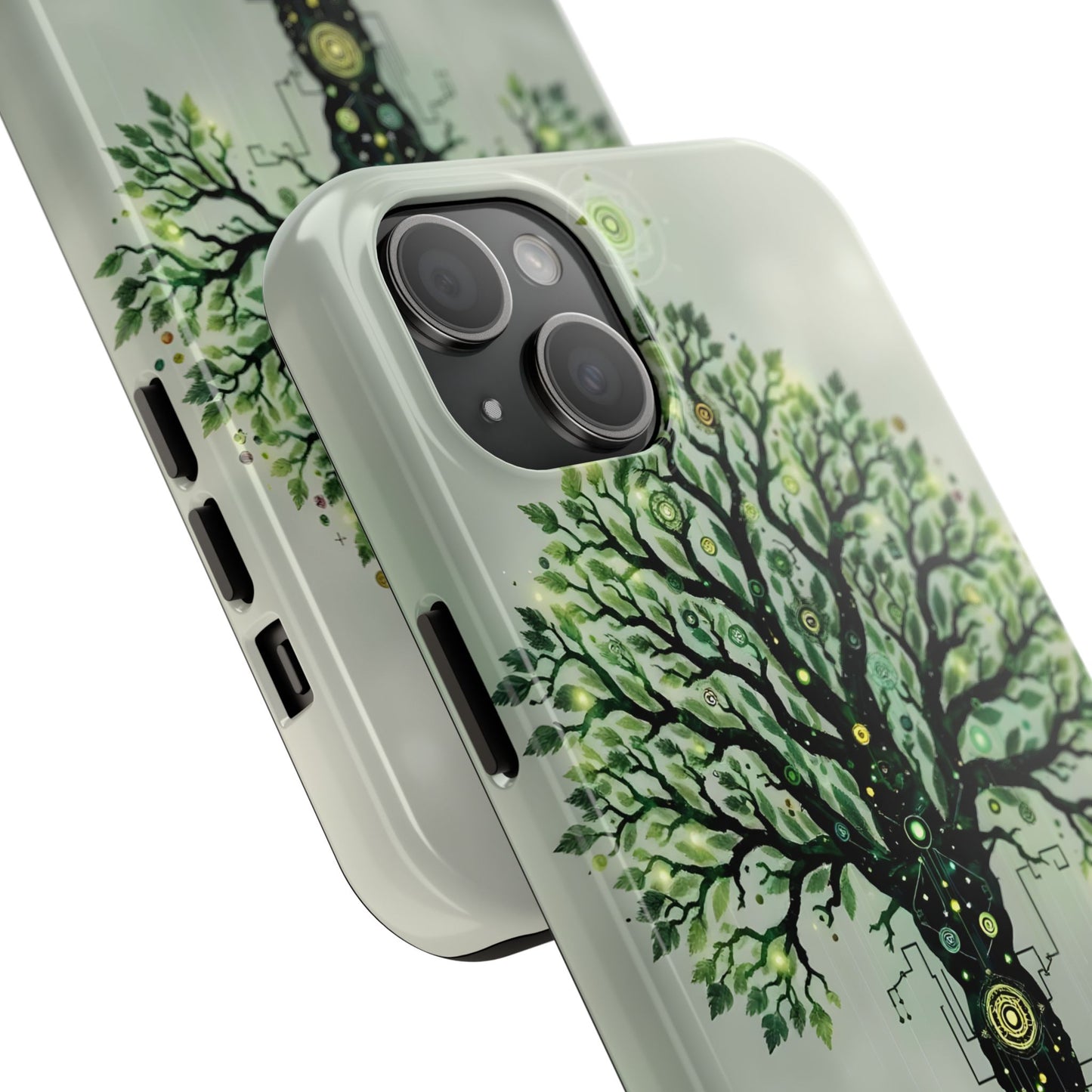 Nature-Inspired Tough Phone Case with Tech Tree Design - for iPhone