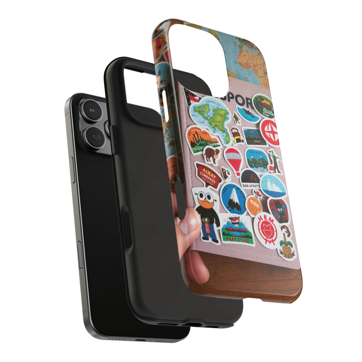 Adventure Stickers Phone Case - Tough Protection for Travel Lovers