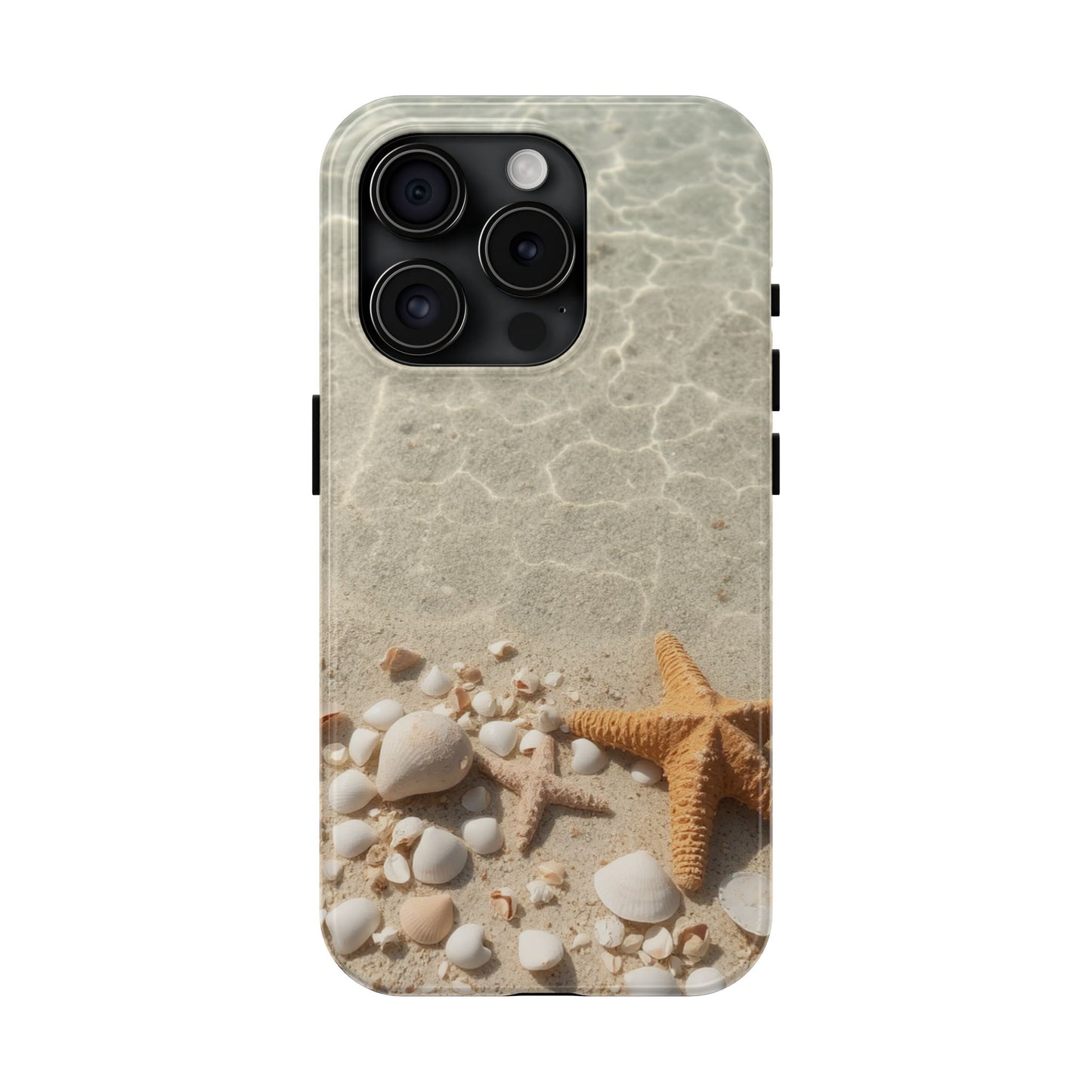 Beach-Inspired Tough Phone Case with Starfish and Seashell Design